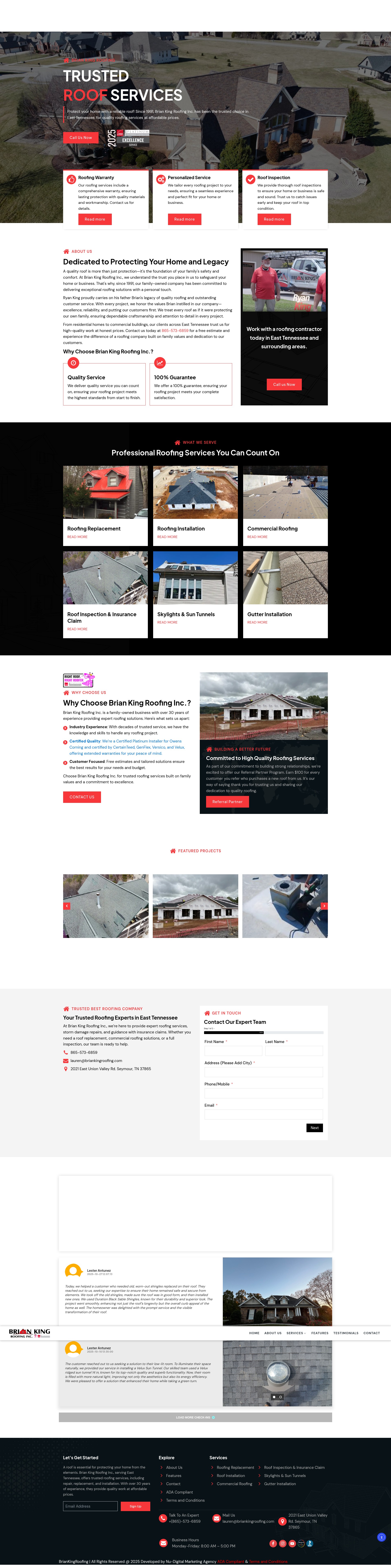 Screenshot of briankingroofing.com