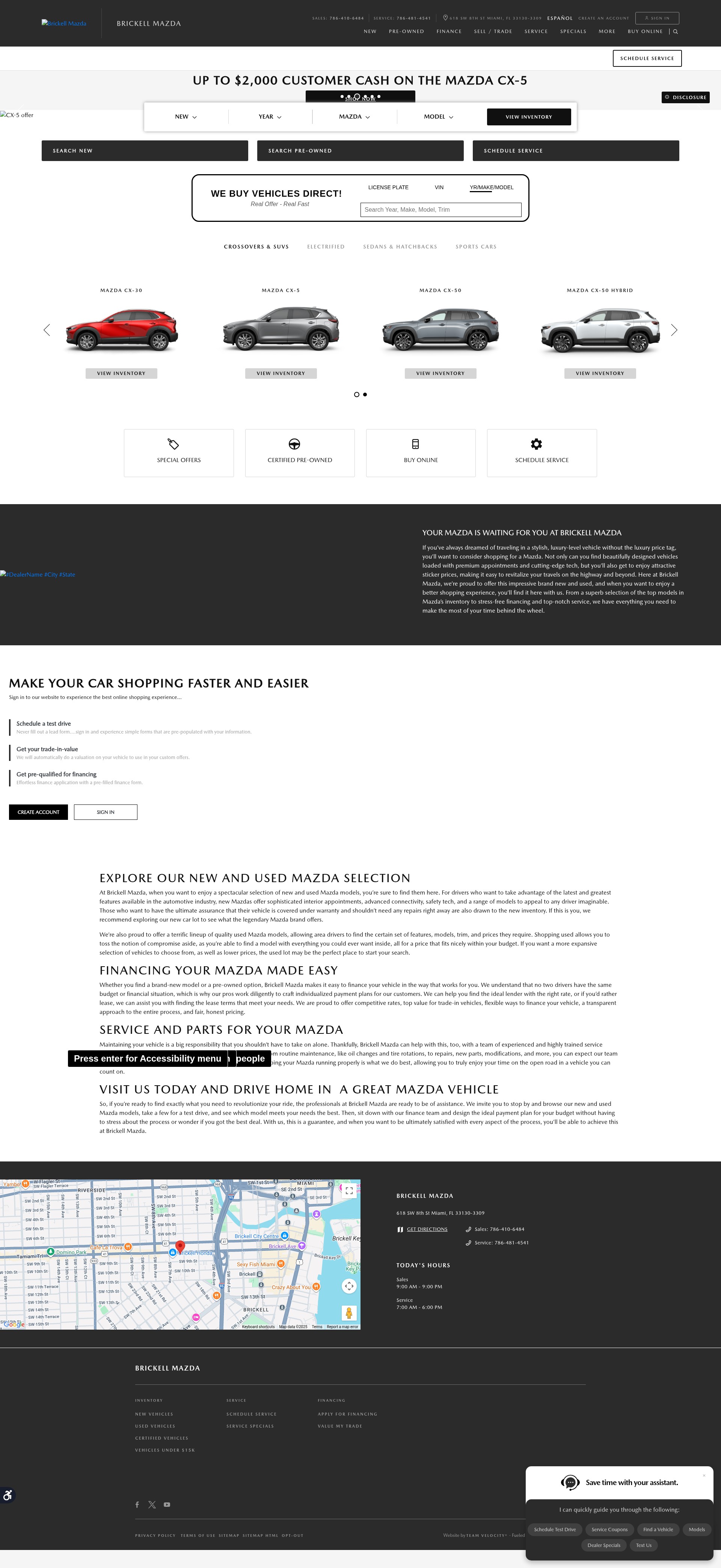 Screenshot of brickellmazda.com