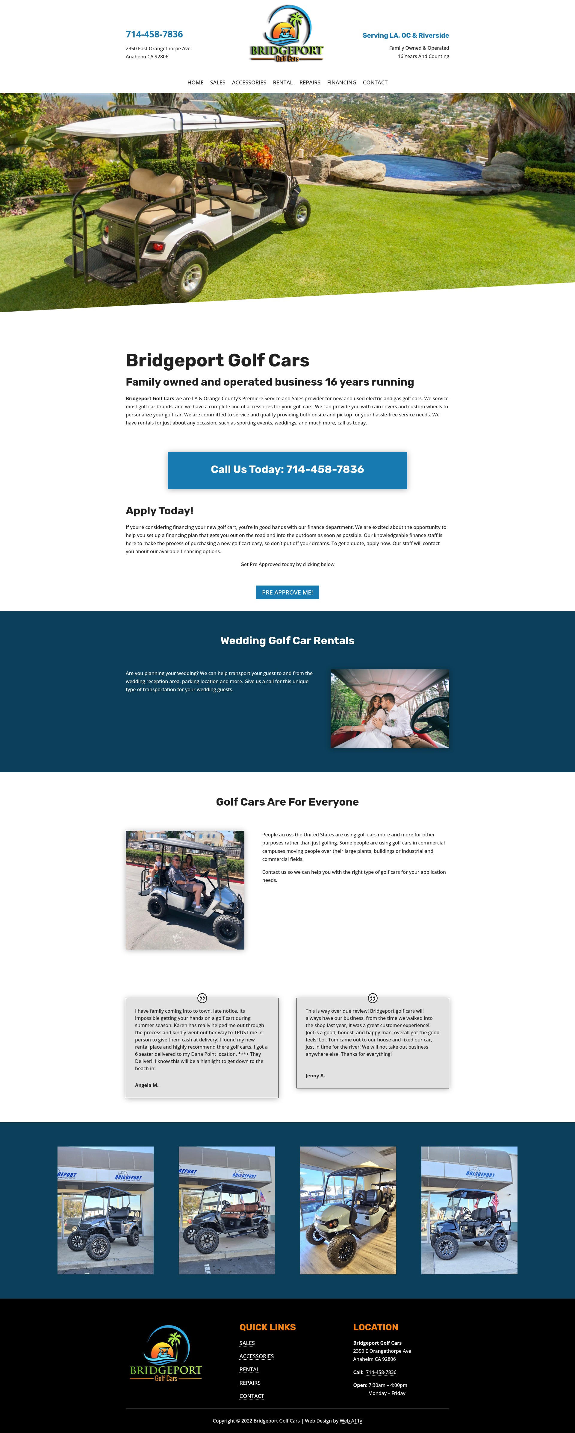 Screenshot of bridgeportgolfcars.com