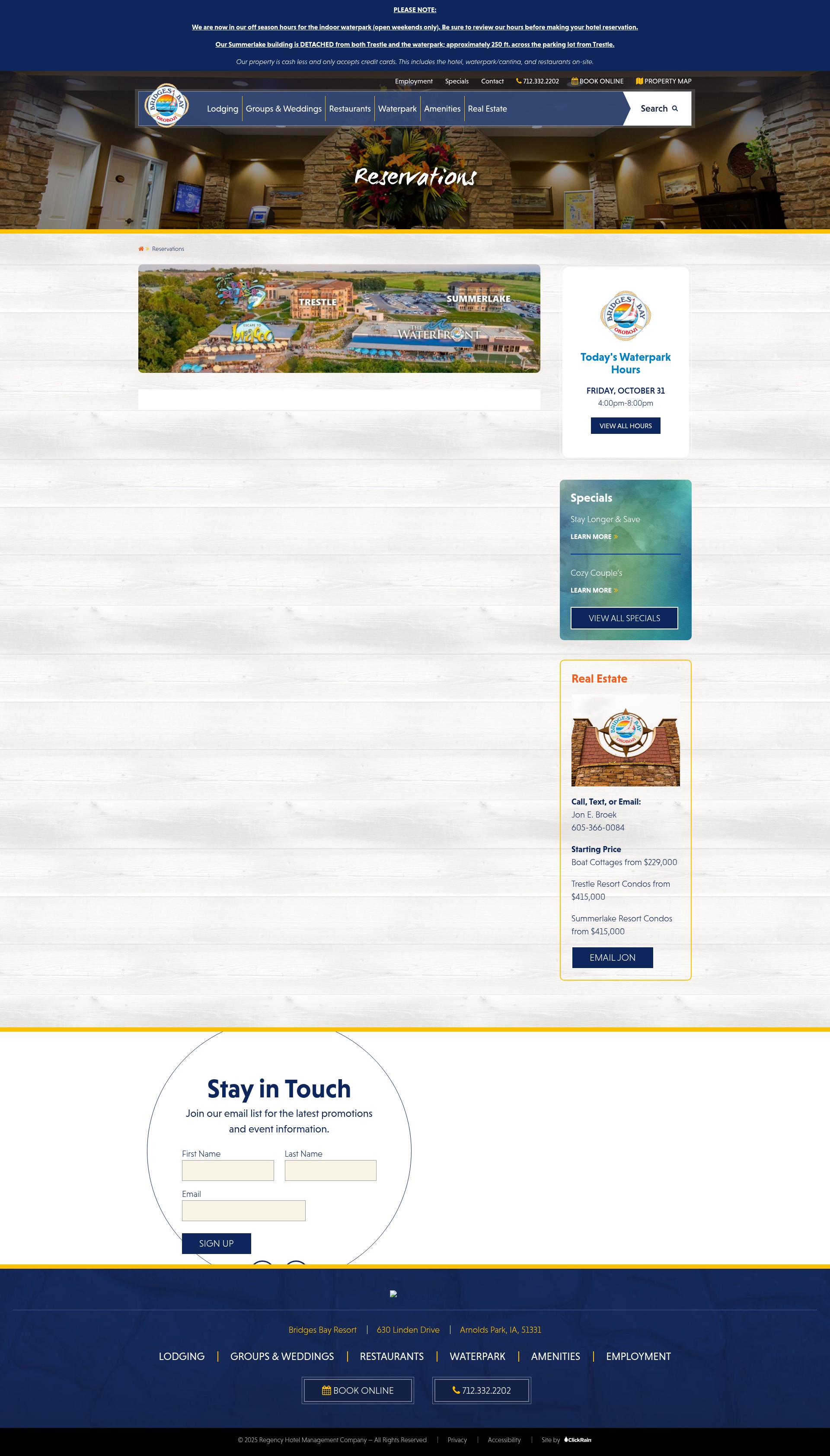 Screenshot of bridgesbayresort.com