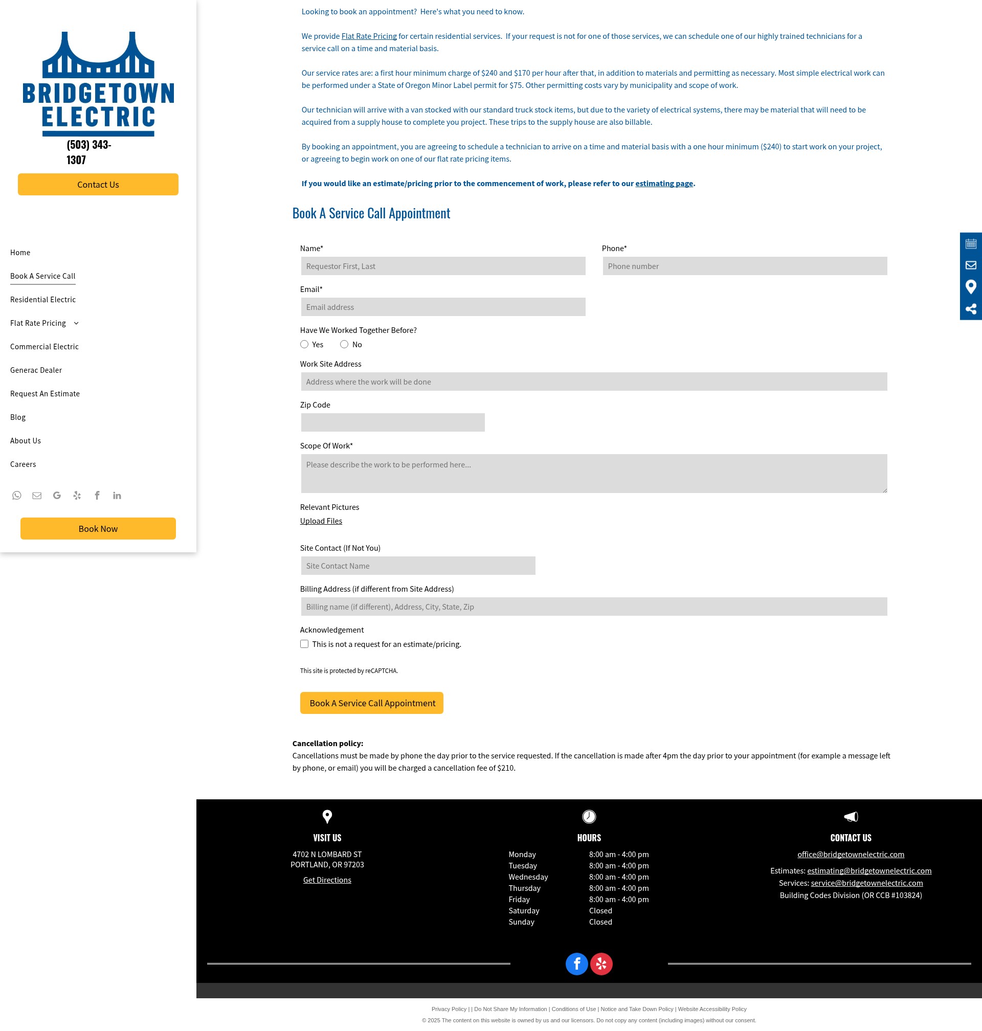 Screenshot of bridgetownelectric.com