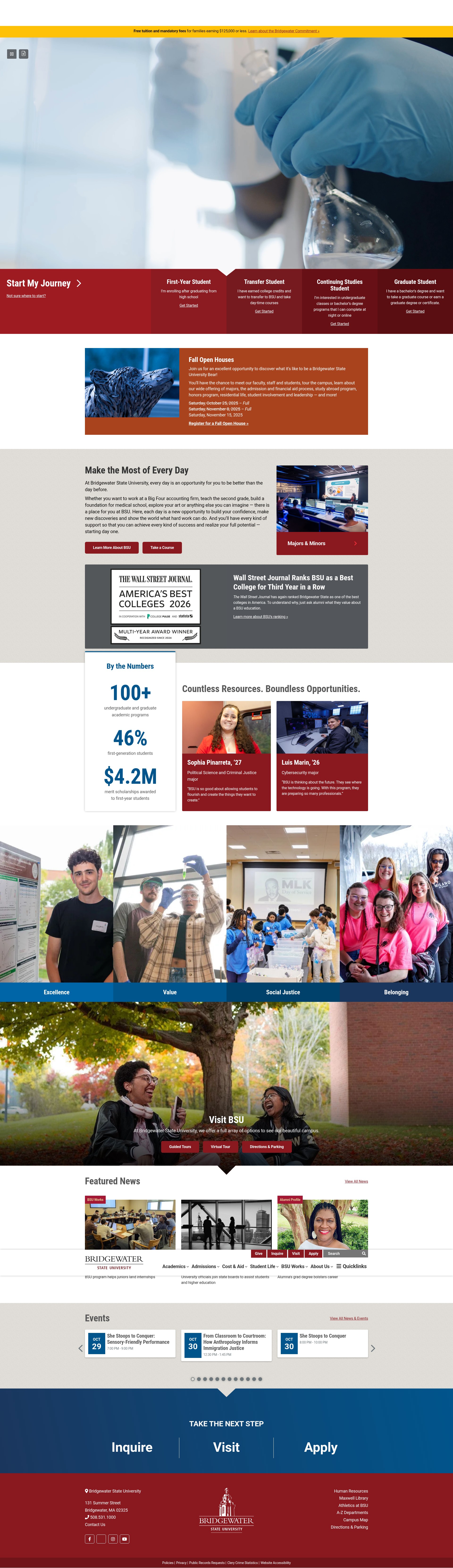 Screenshot of bridgew.edu