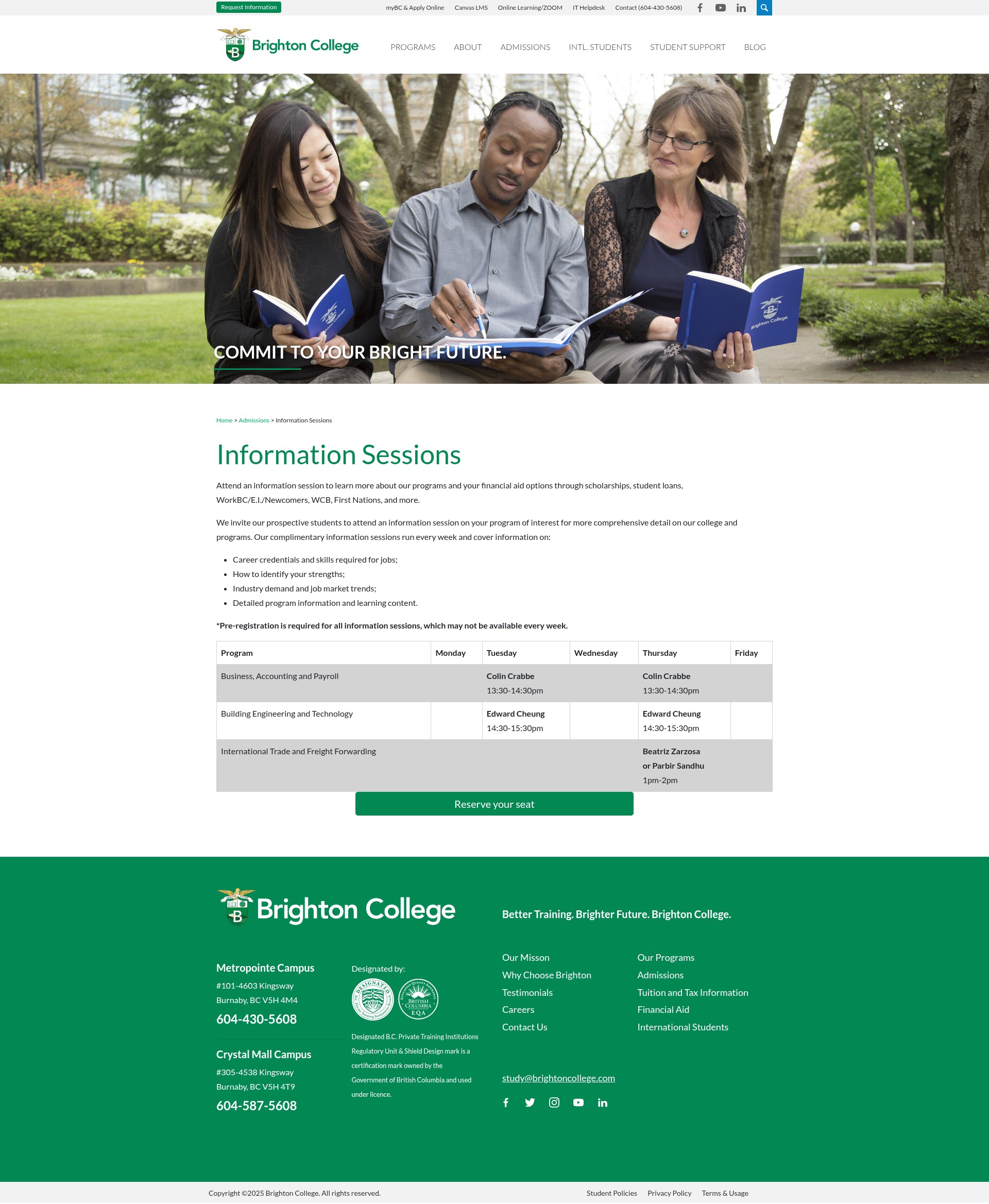 Screenshot of brightoncollege.com