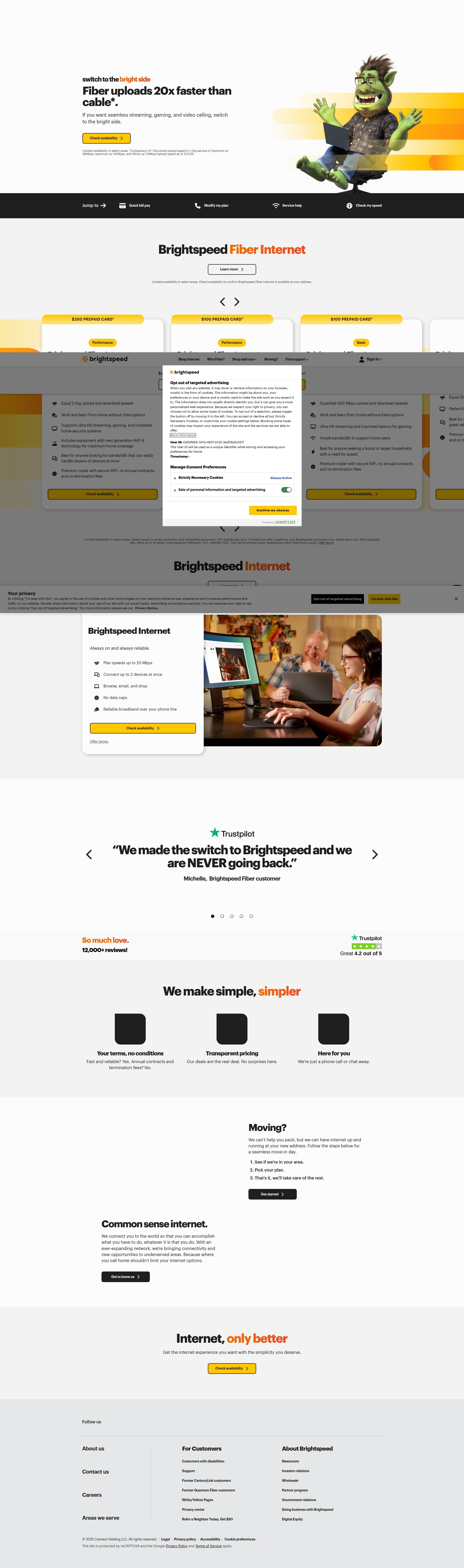 Screenshot of brightspeed.com