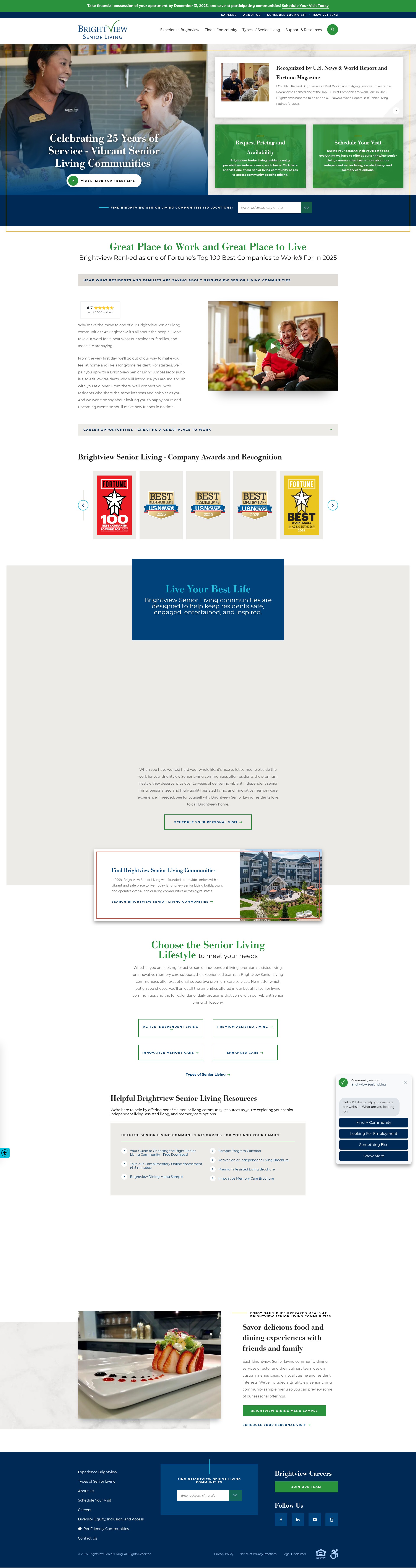 Screenshot of brightviewseniorliving.com