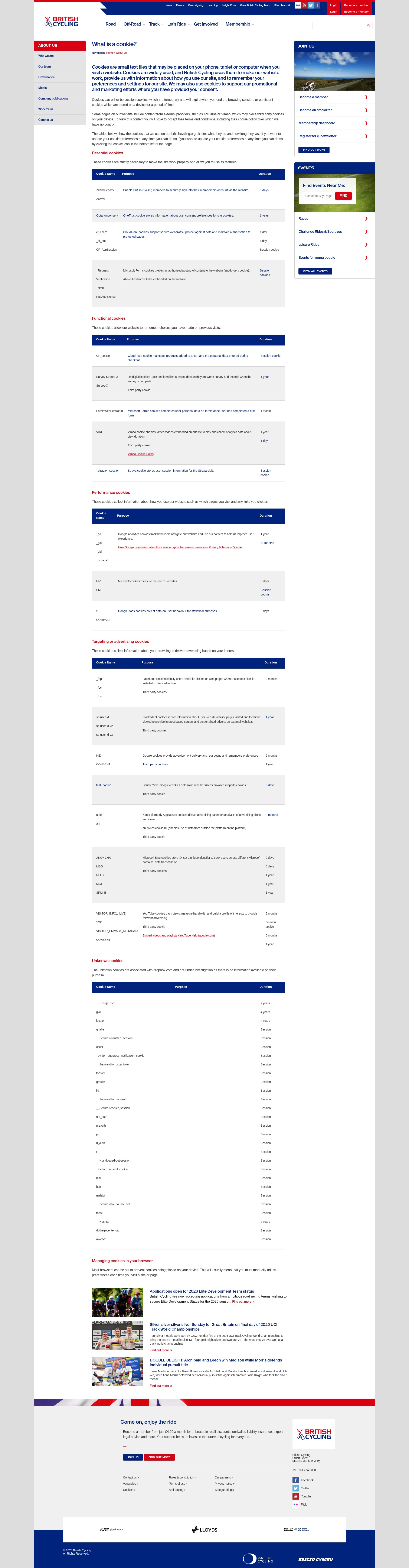 Screenshot of britishcycling.org.uk