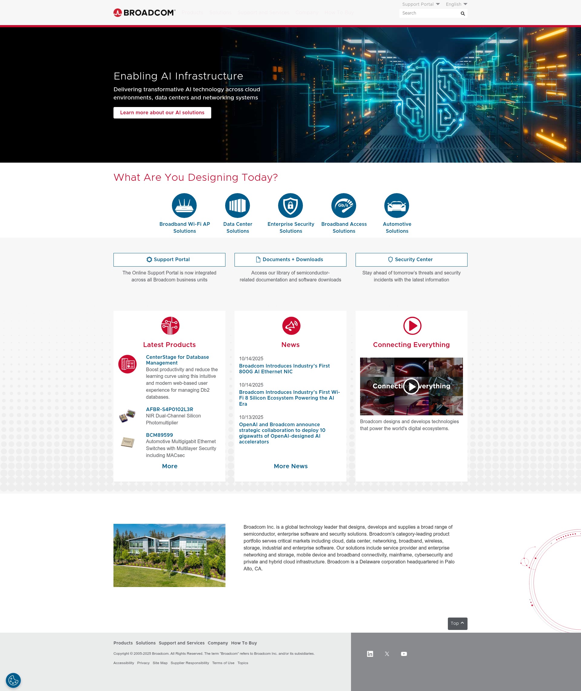 Screenshot of broadcom.com