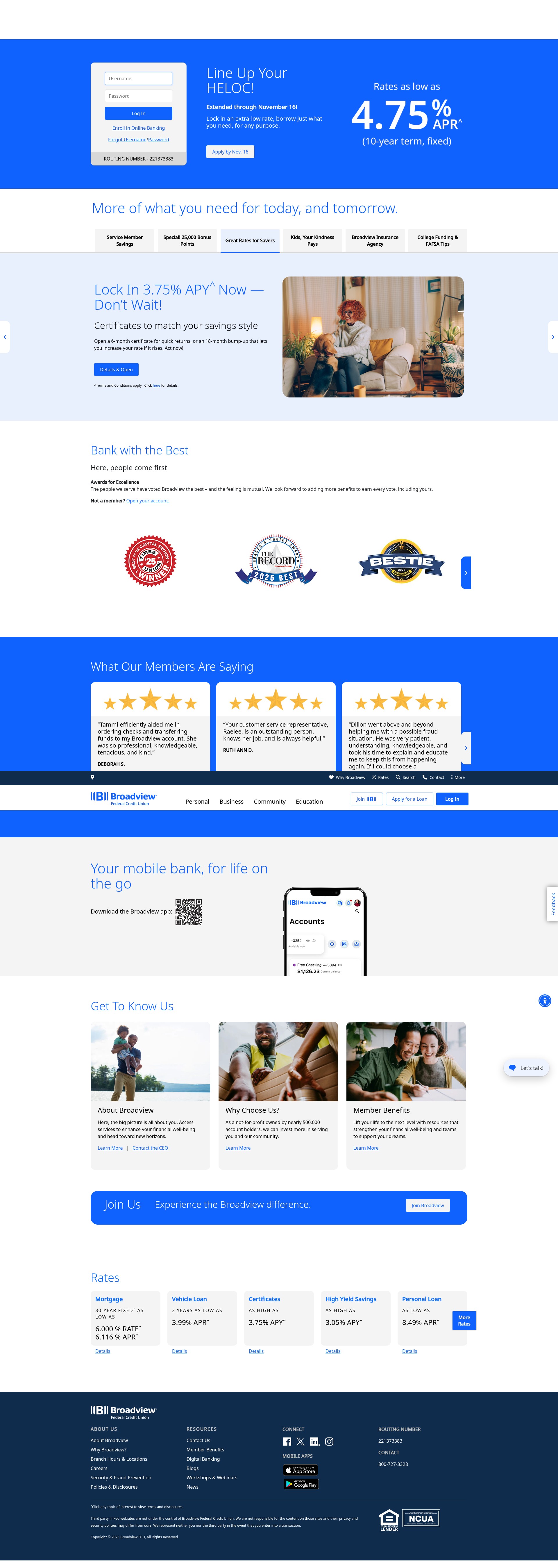 Screenshot of broadviewfcu.com