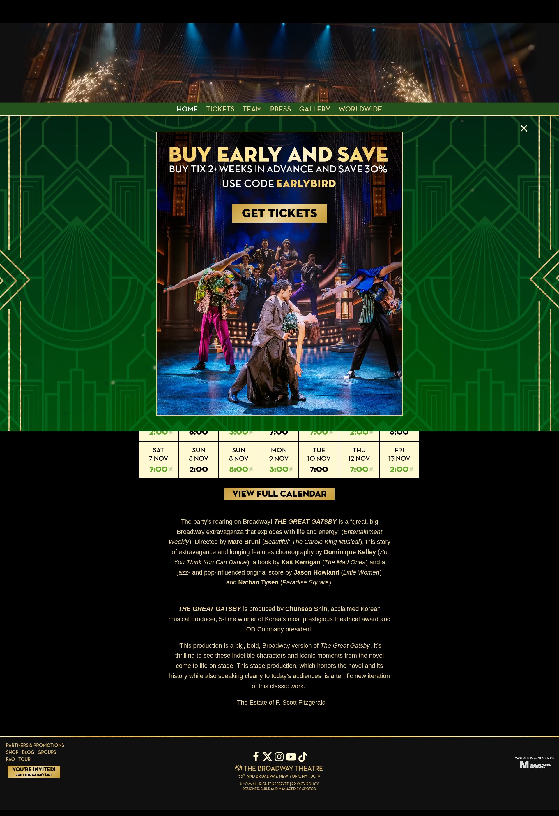Screenshot of broadwaygatsby.com