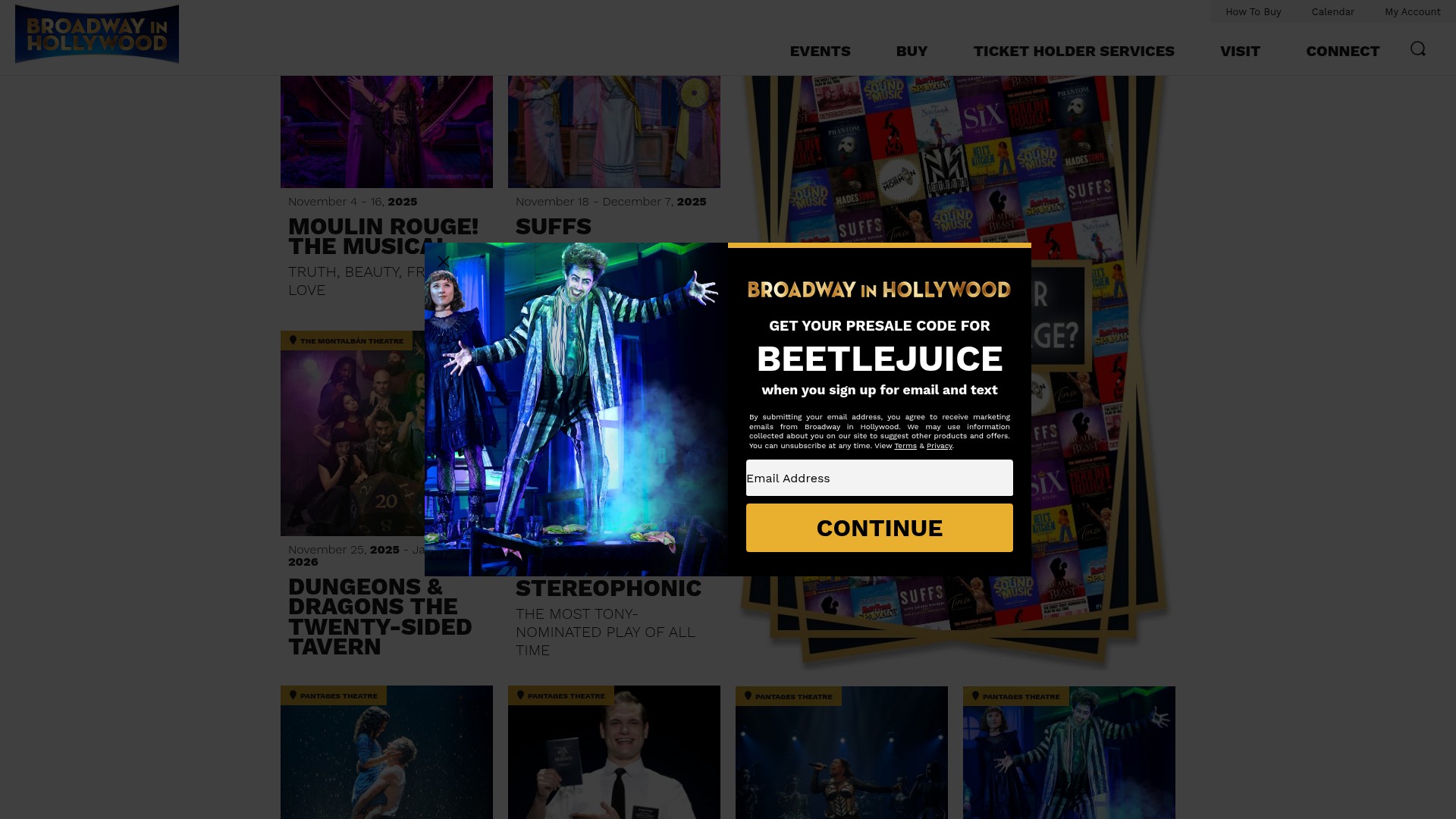 Screenshot of broadwayinhollywood.com