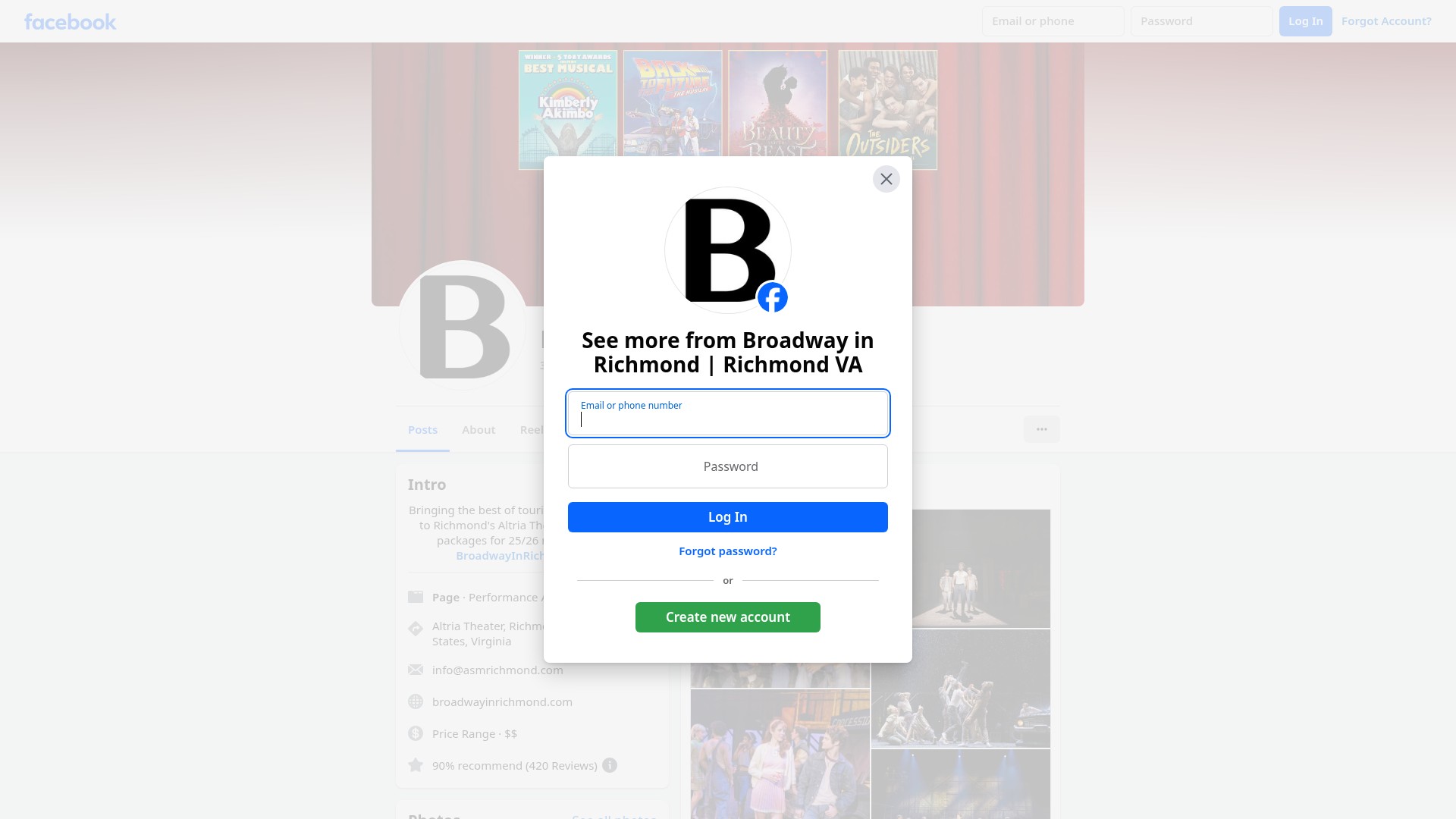 Screenshot of broadwayinrichmond.com