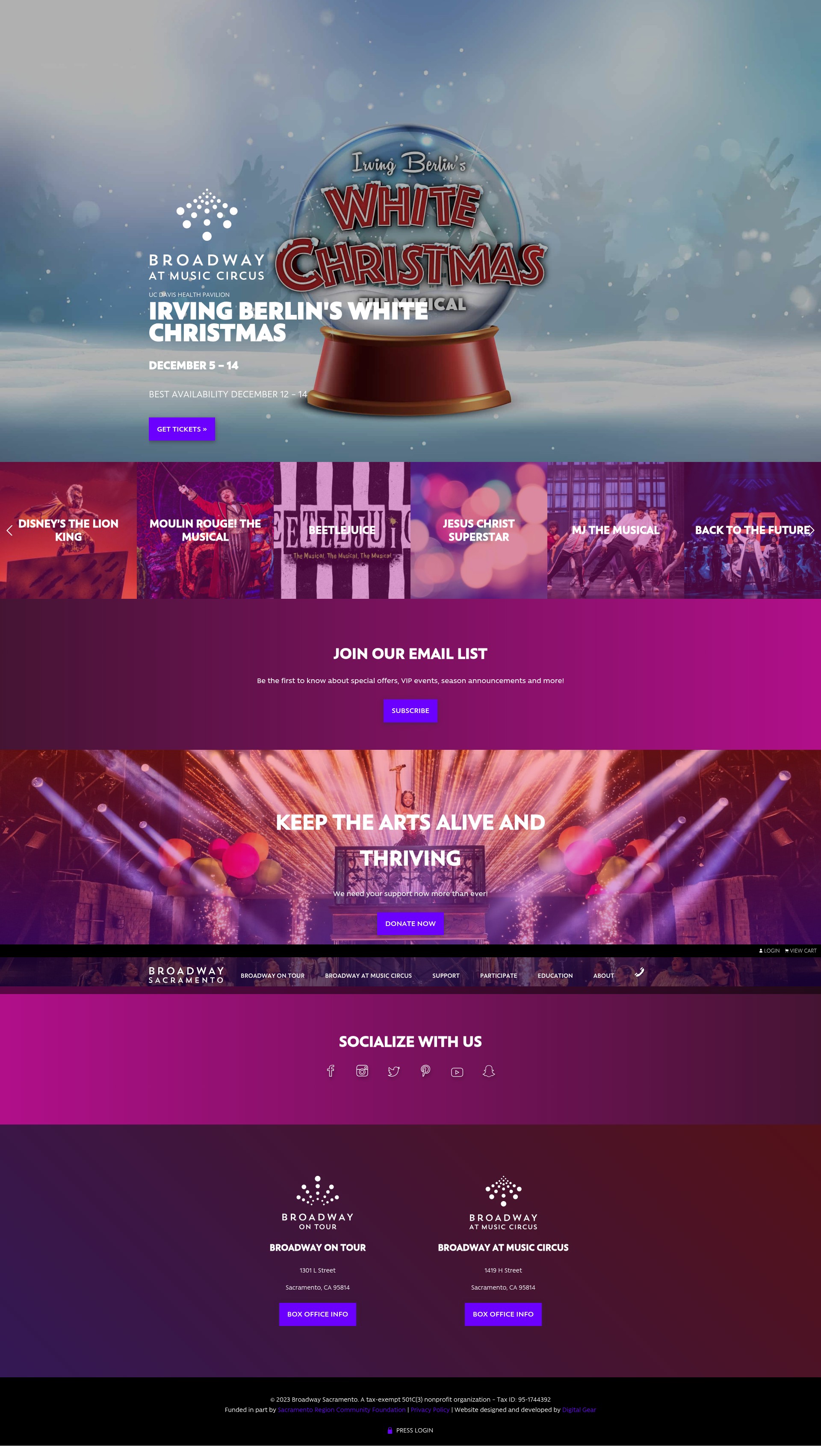 Screenshot of broadwaysacramento.com