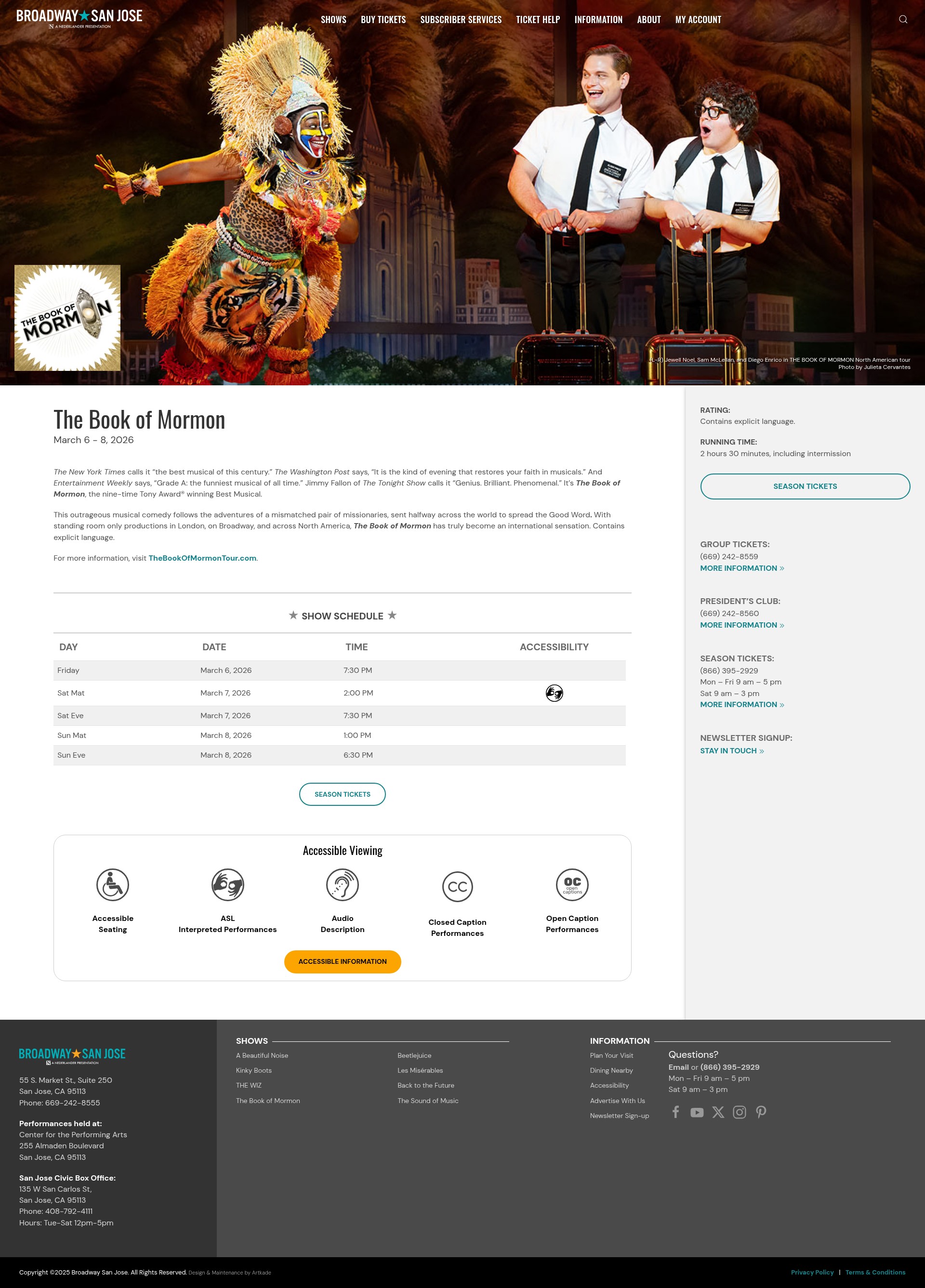 Screenshot of broadwaysanjose.com