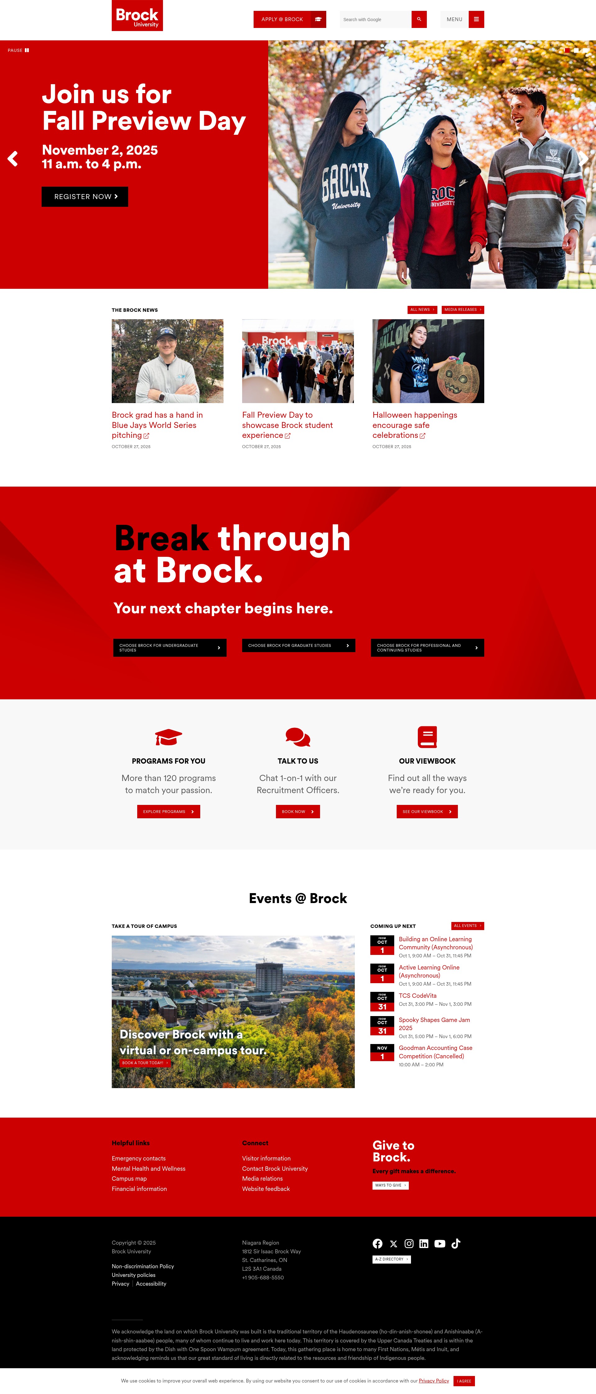 Screenshot of brocku.ca