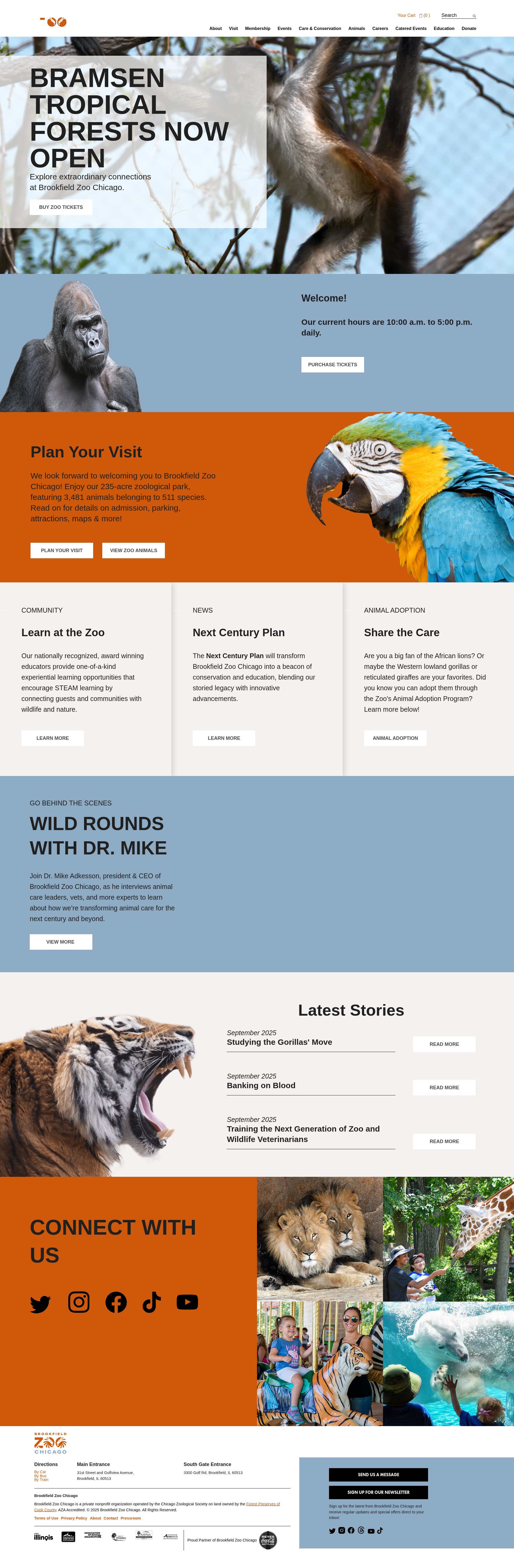 Screenshot of brookfieldzoo.org