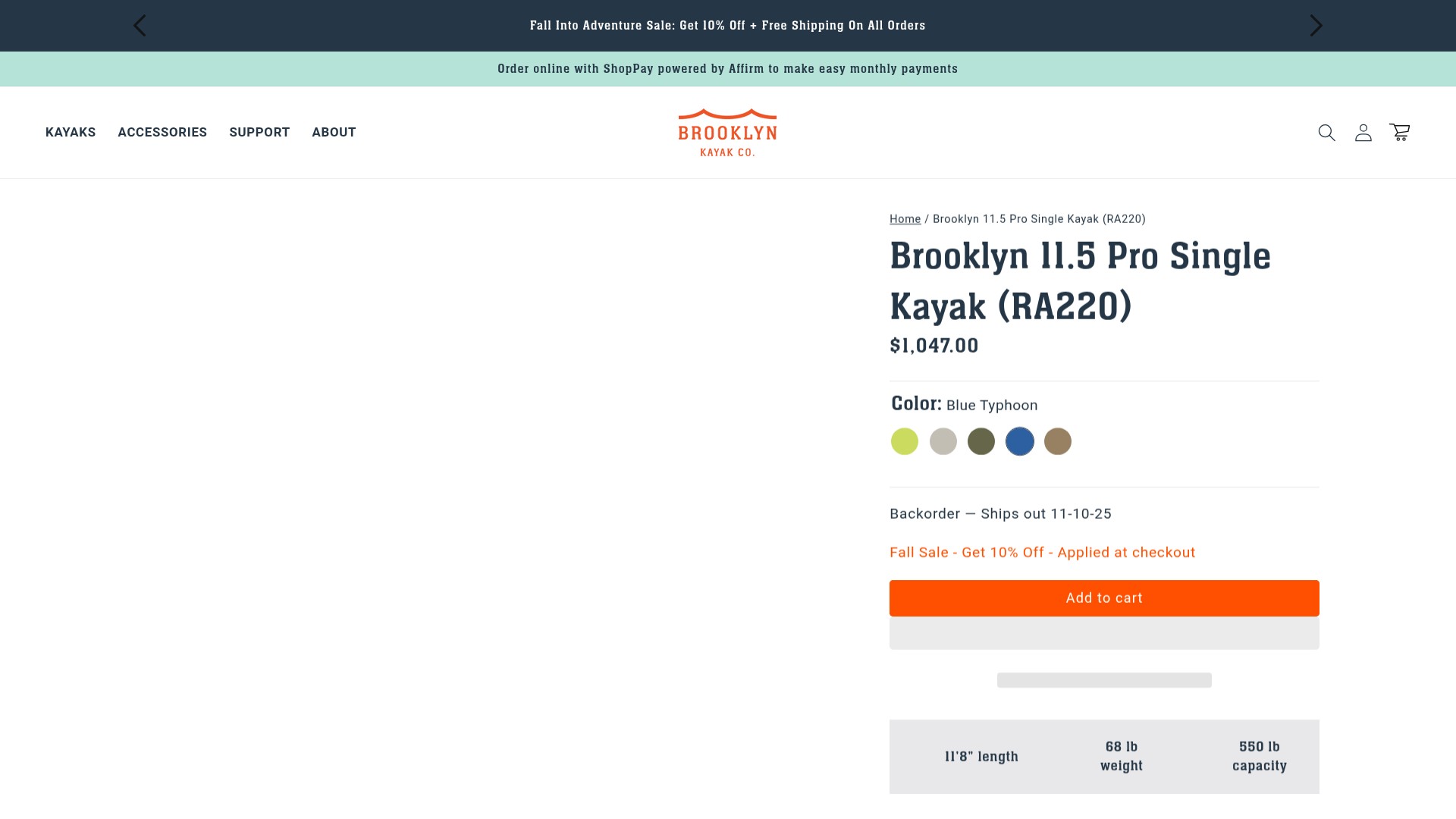 Screenshot of brooklynkayakcompany.com