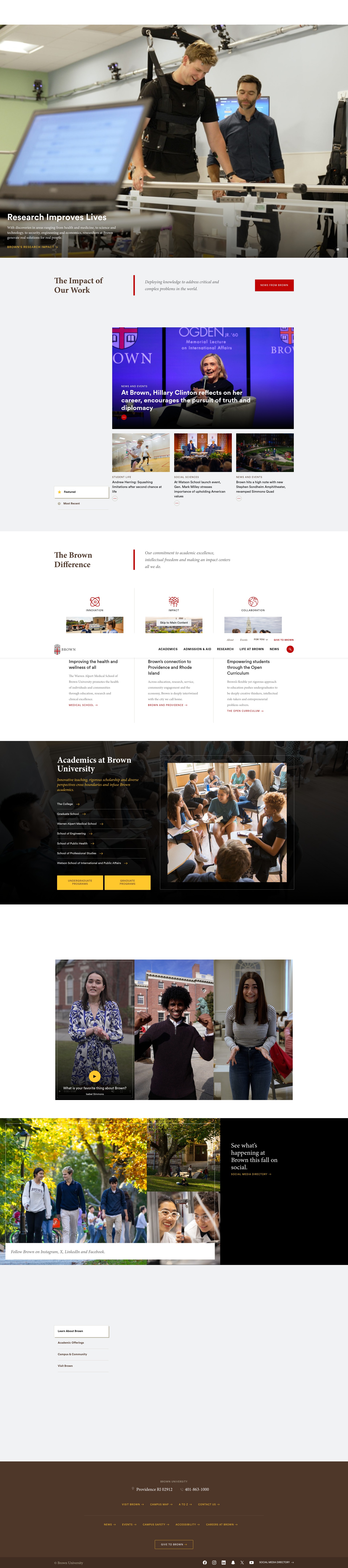 Screenshot of brown.edu
