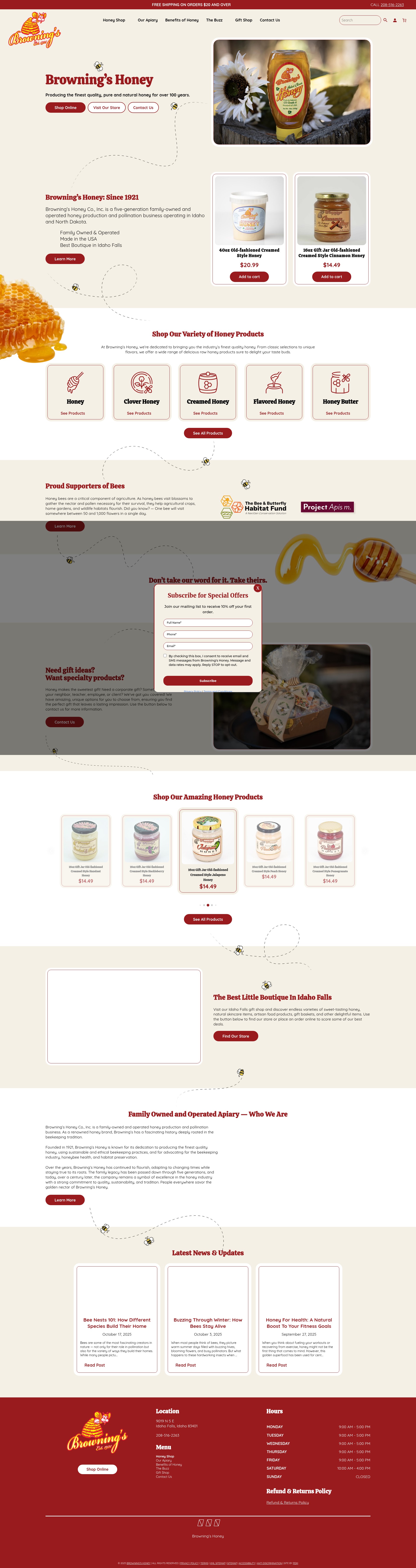 Screenshot of browningshoney.com