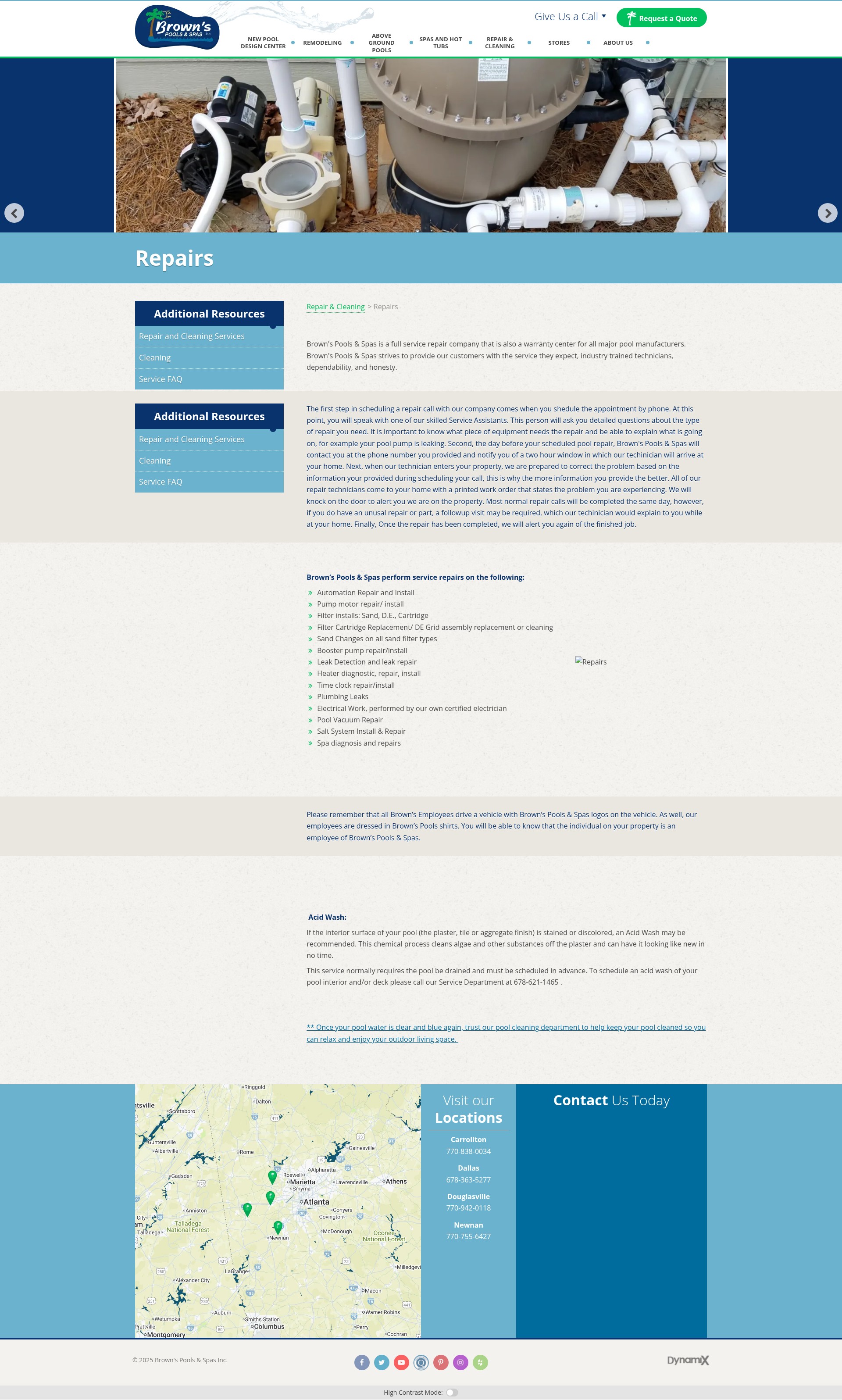 Screenshot of brownspools.com