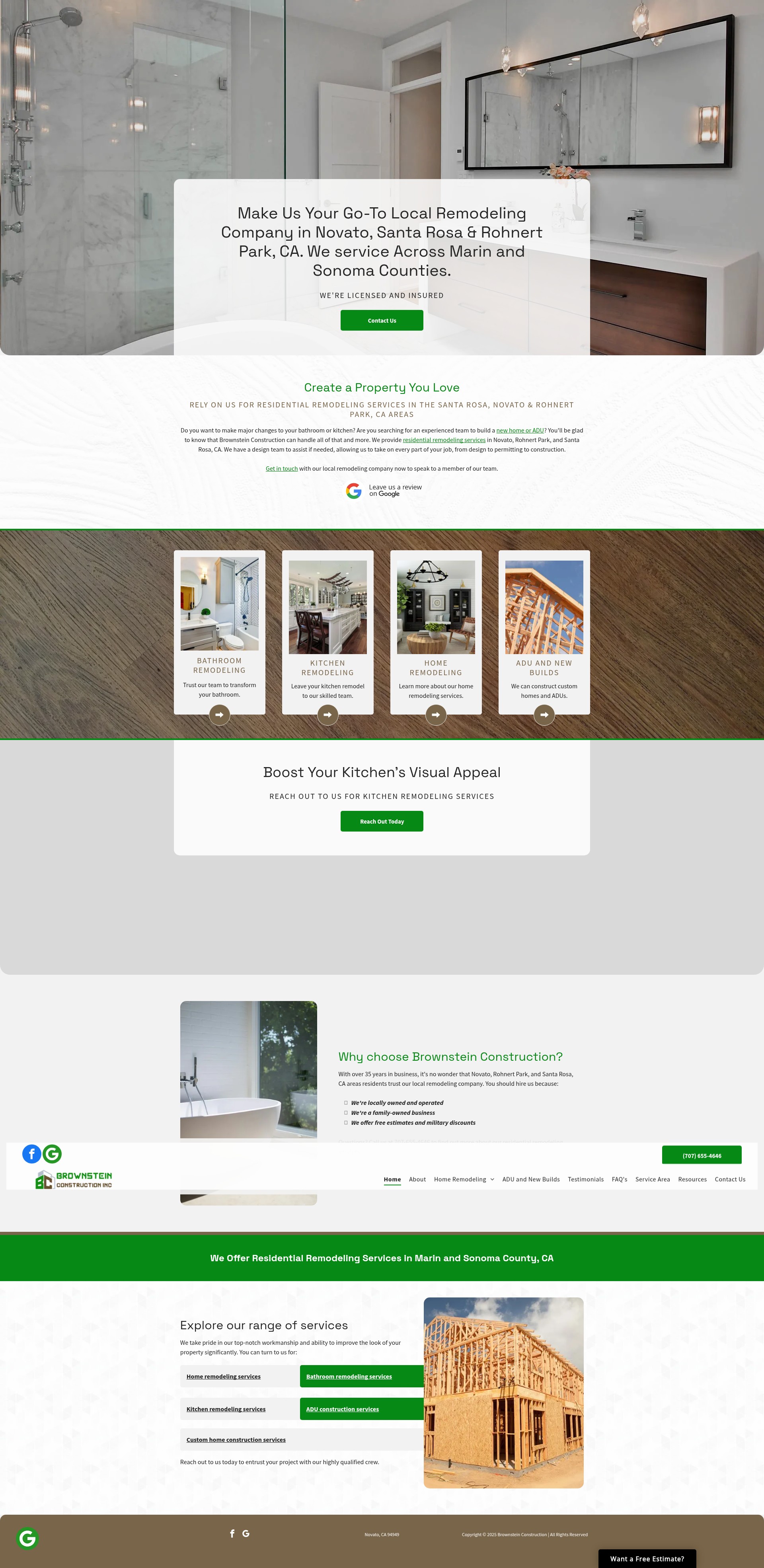 Screenshot of brownsteinconstruction.com