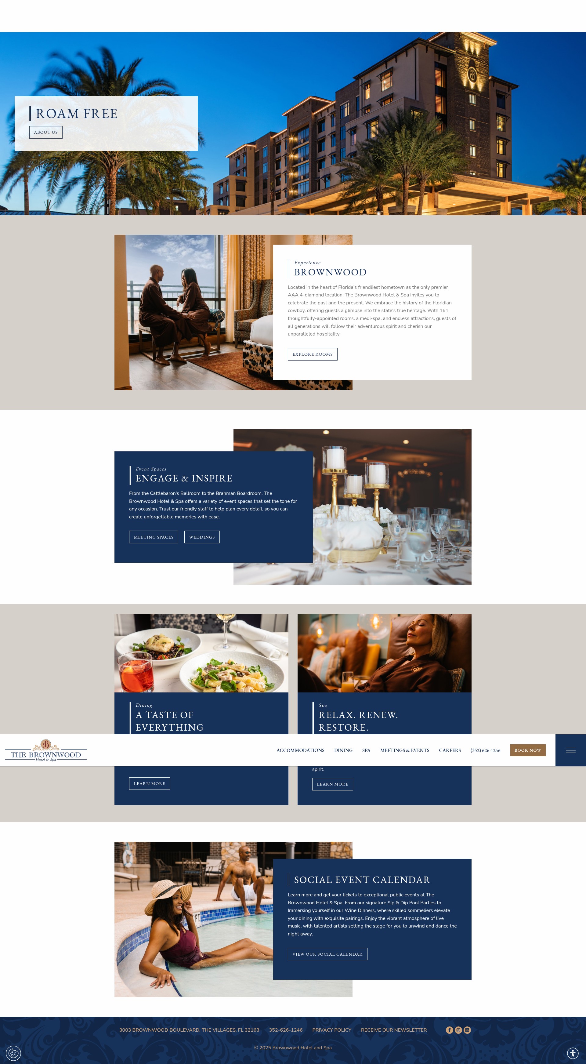 Screenshot of brownwoodhotelandspa.com