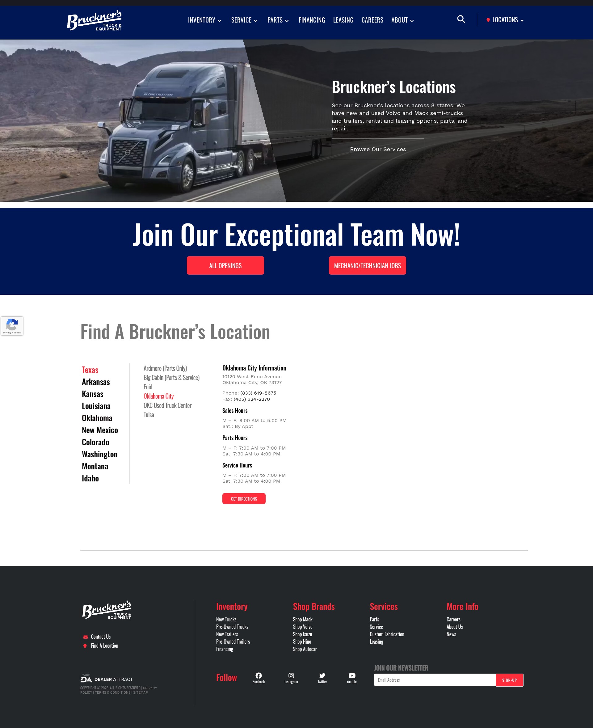 Screenshot of brucknertruck.com
