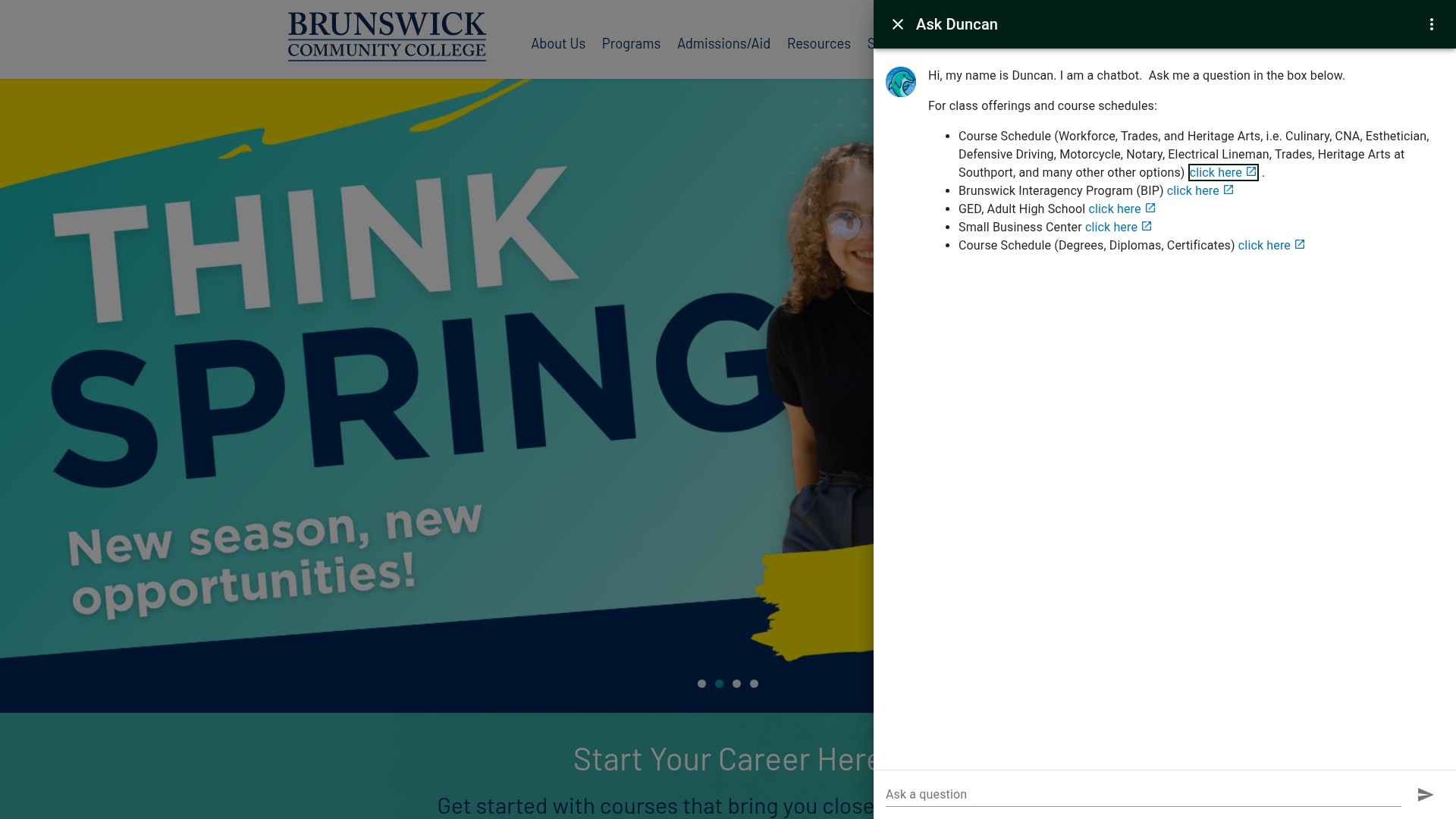 Screenshot of brunswickcc.edu