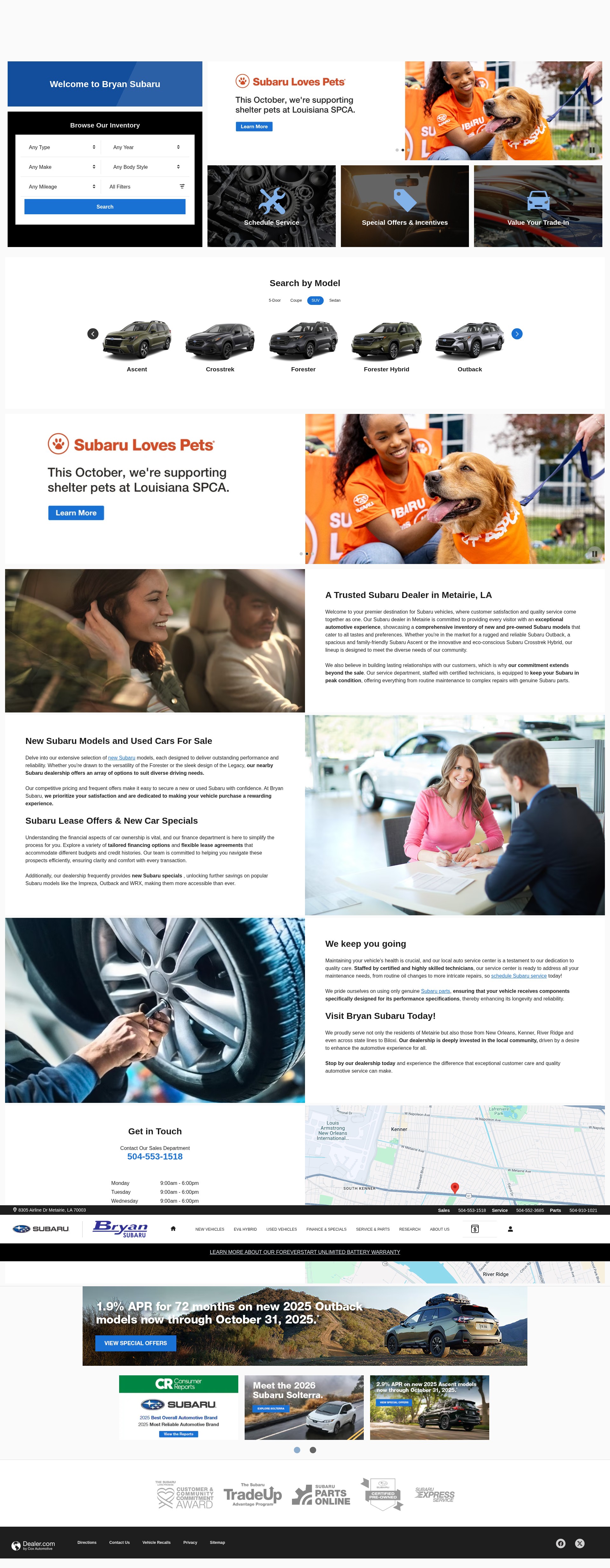 Screenshot of bryansubaru.com