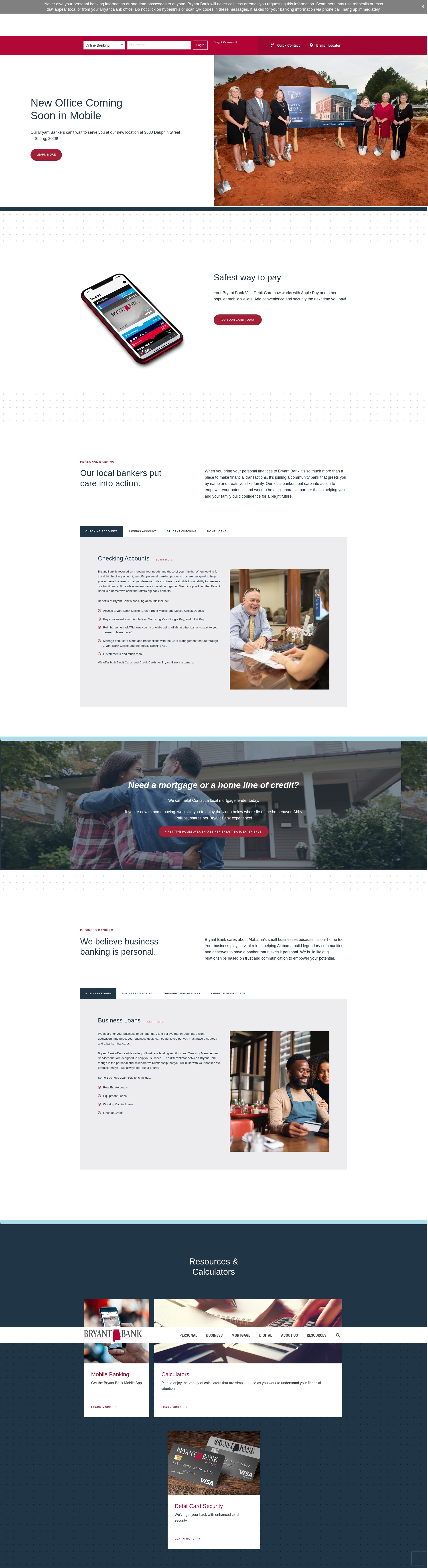 Screenshot of bryantbank.com