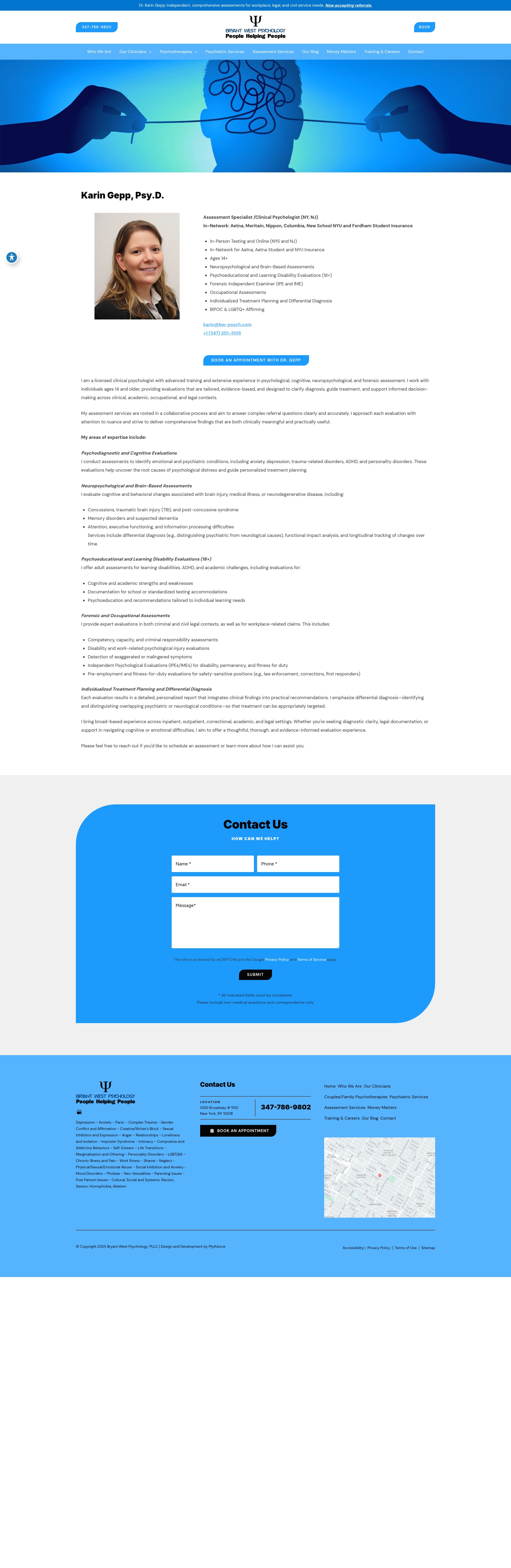 Screenshot of bryantwestpsychology.com