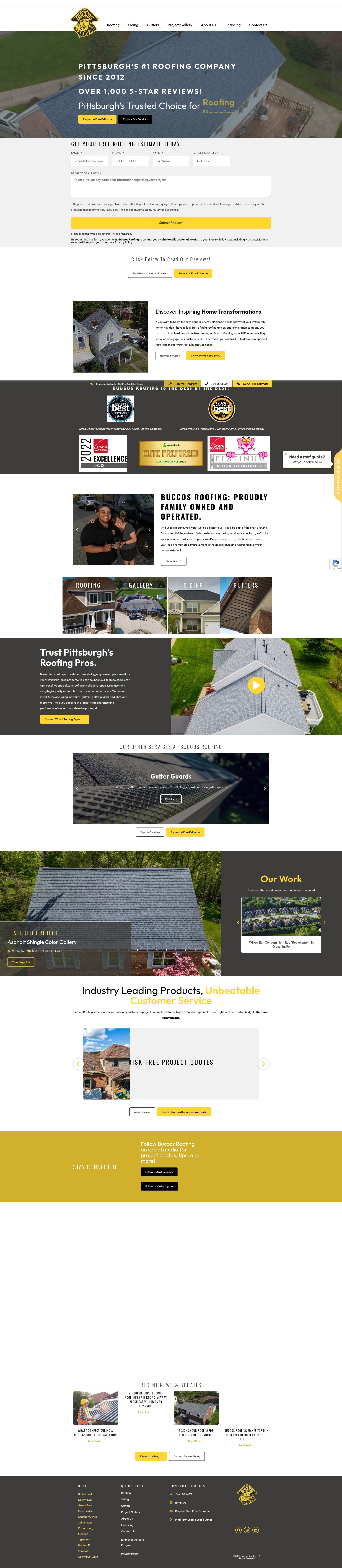 Screenshot of buccosroofing.com