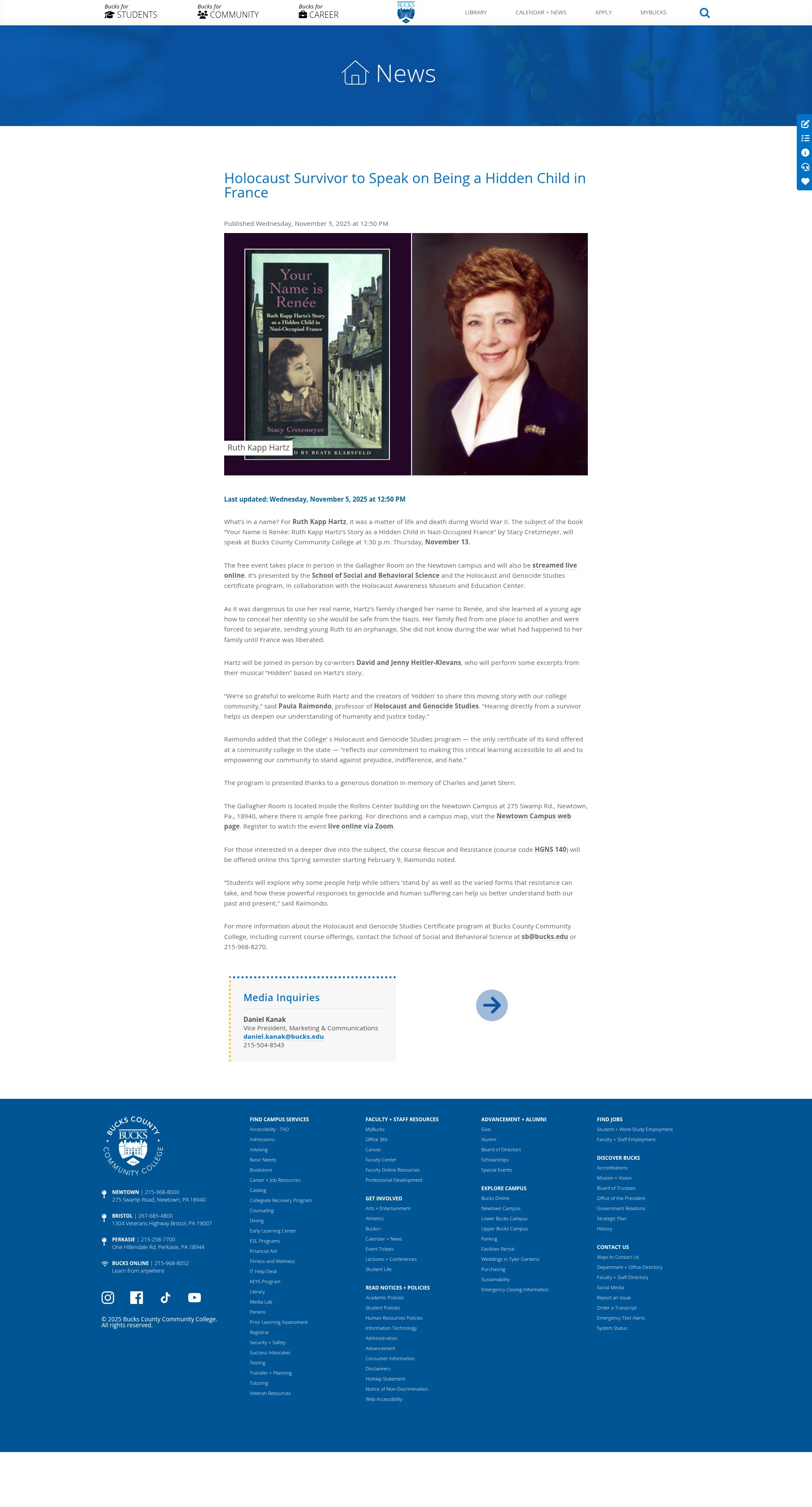 Screenshot of bucks.edu