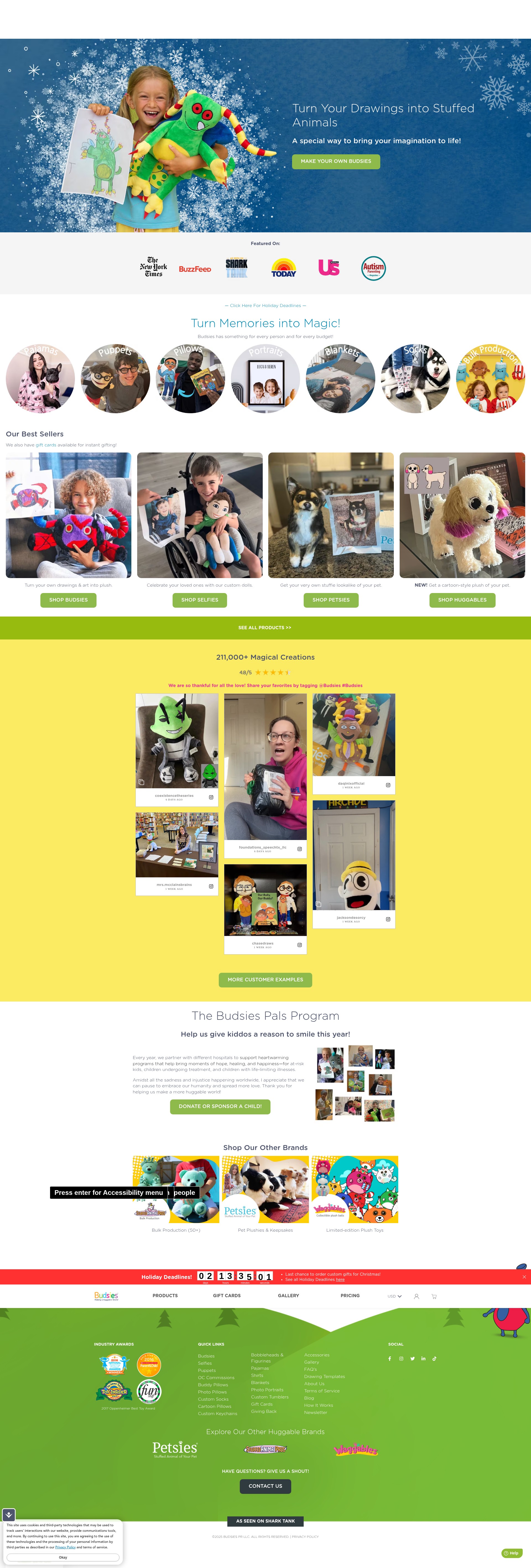 Screenshot of budsies.com