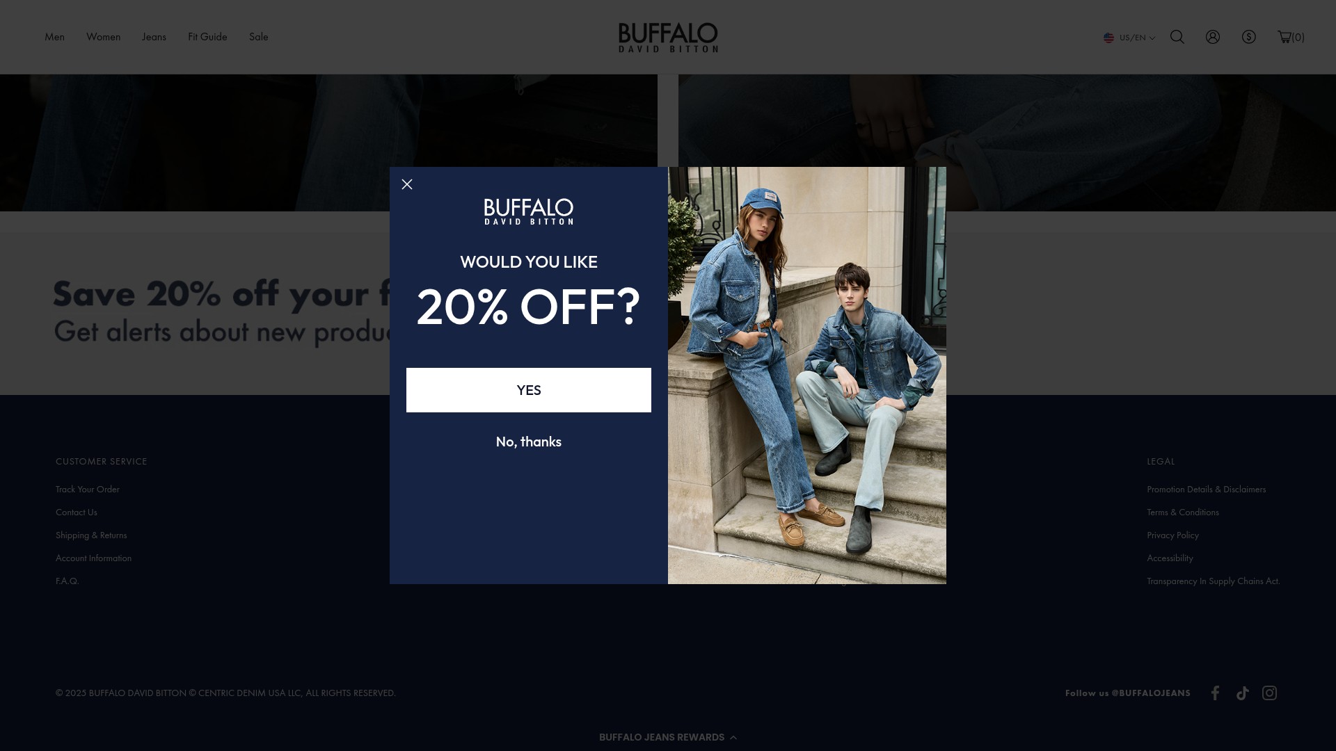 Screenshot of buffalojeans.com
