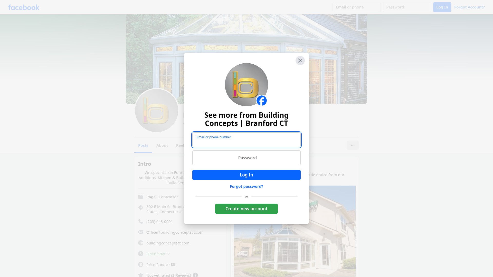 Screenshot of buildingconceptsct.com