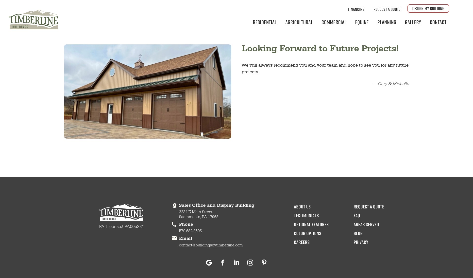 Screenshot of buildingsbytimberline.com
