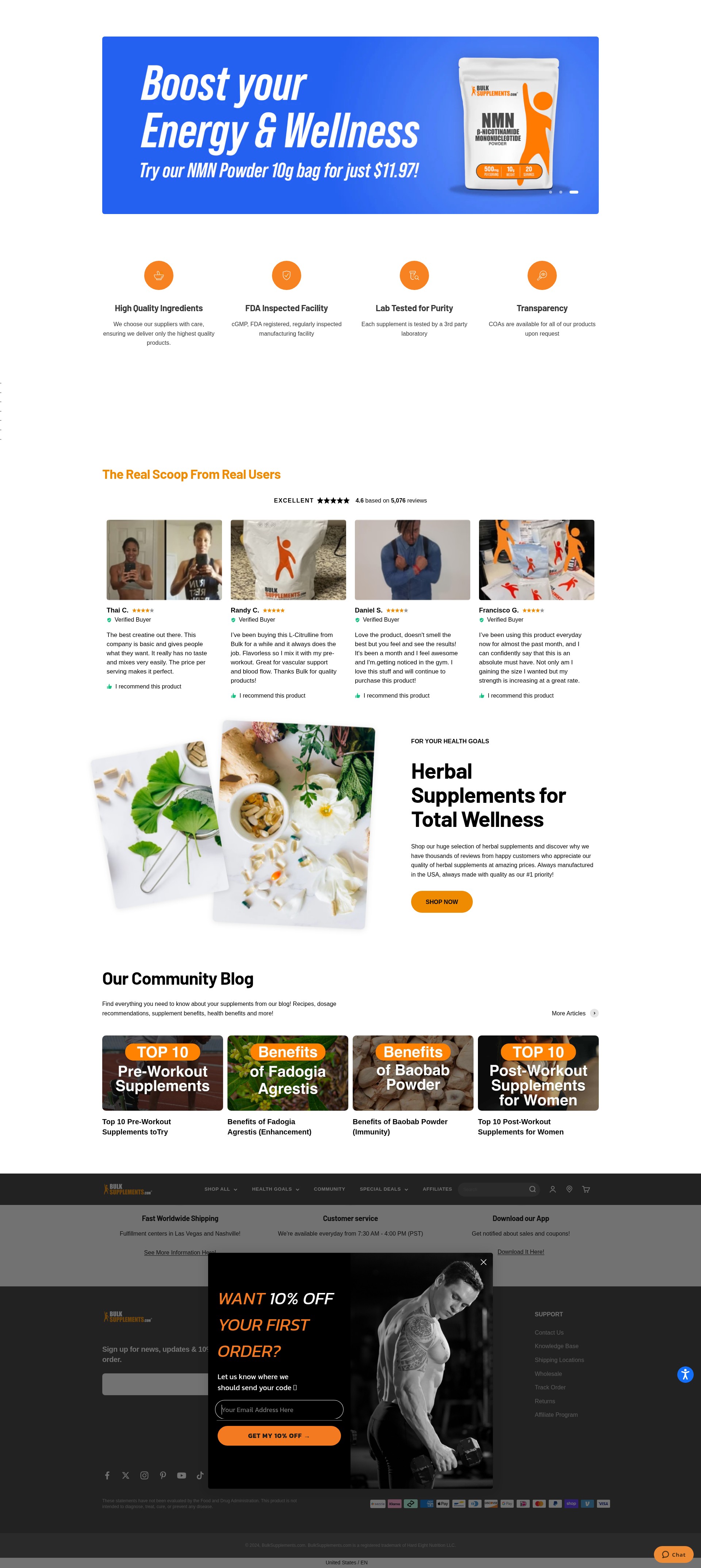 Screenshot of bulksupplements.com
