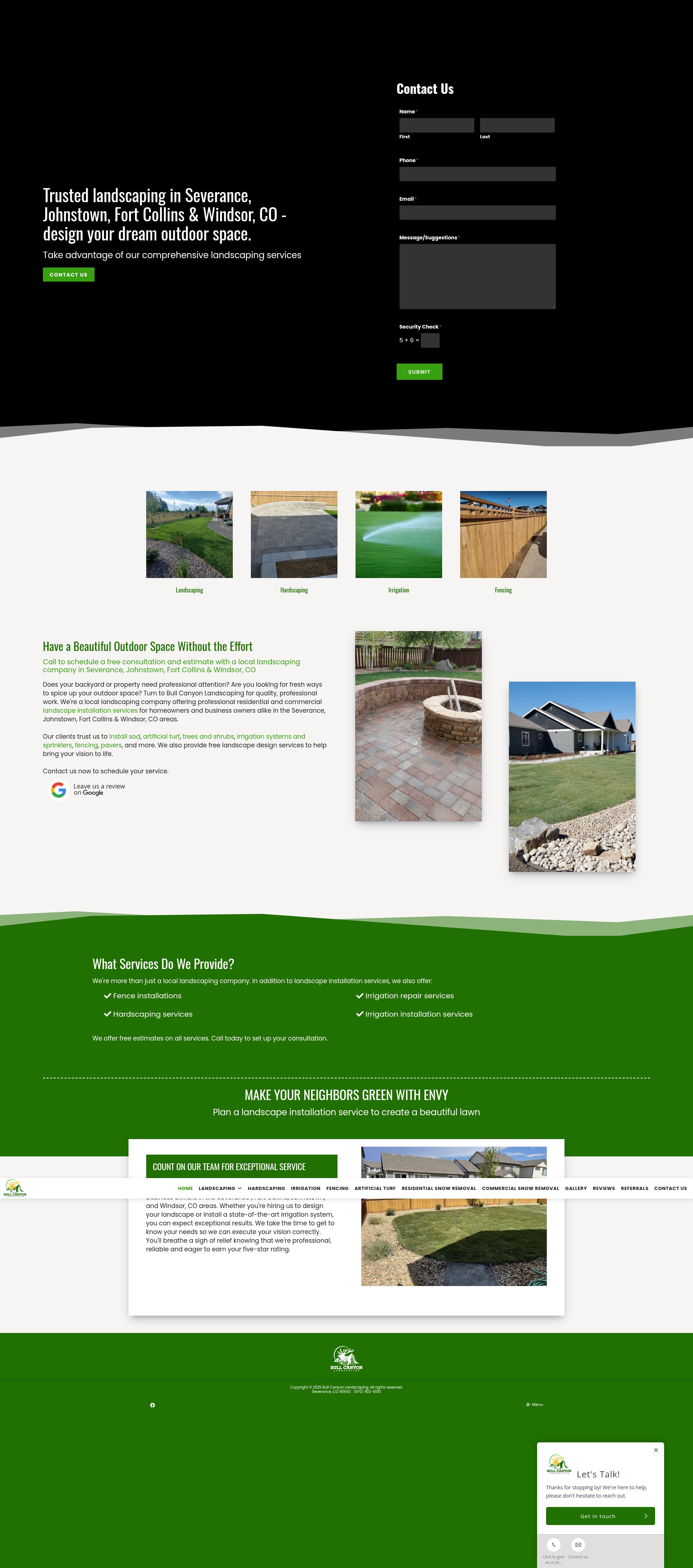 Screenshot of bullcanyonlandscaping.com