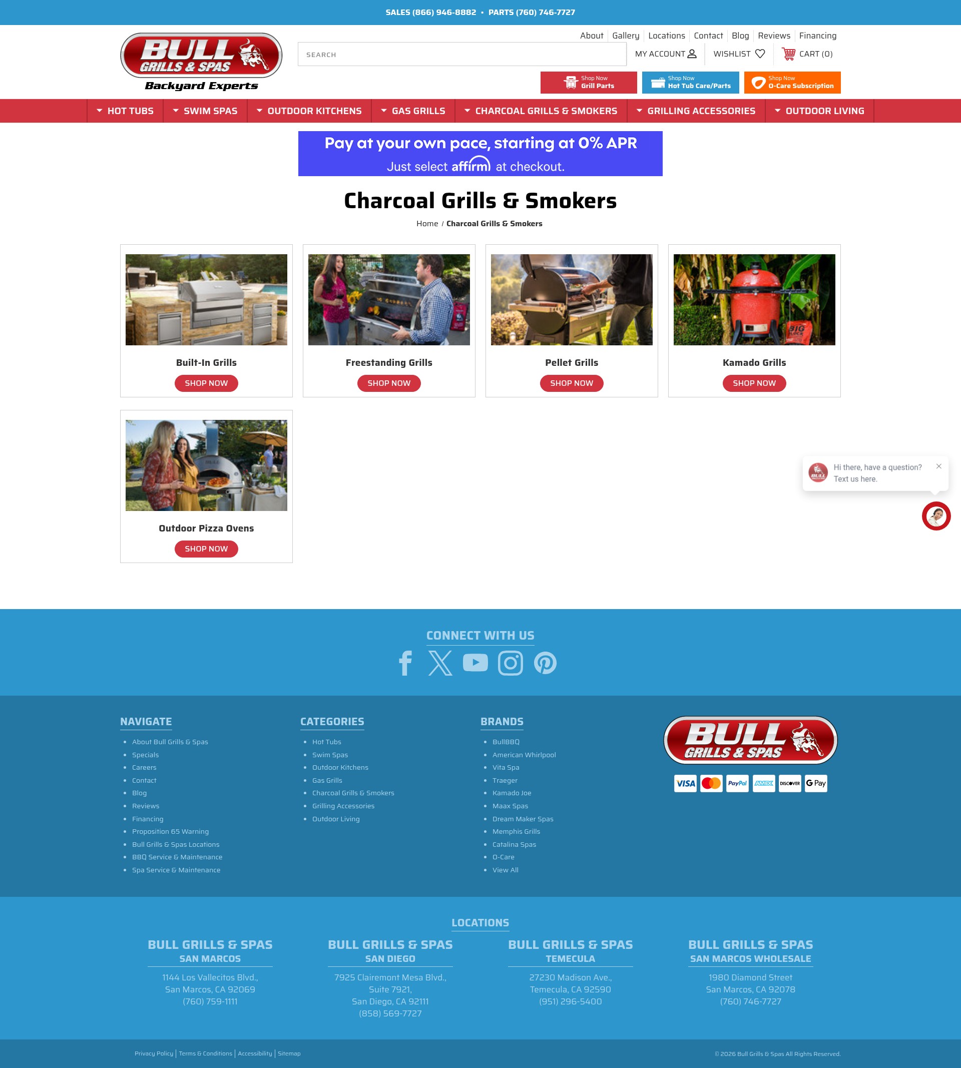 Screenshot of bullgrillsandspas.com