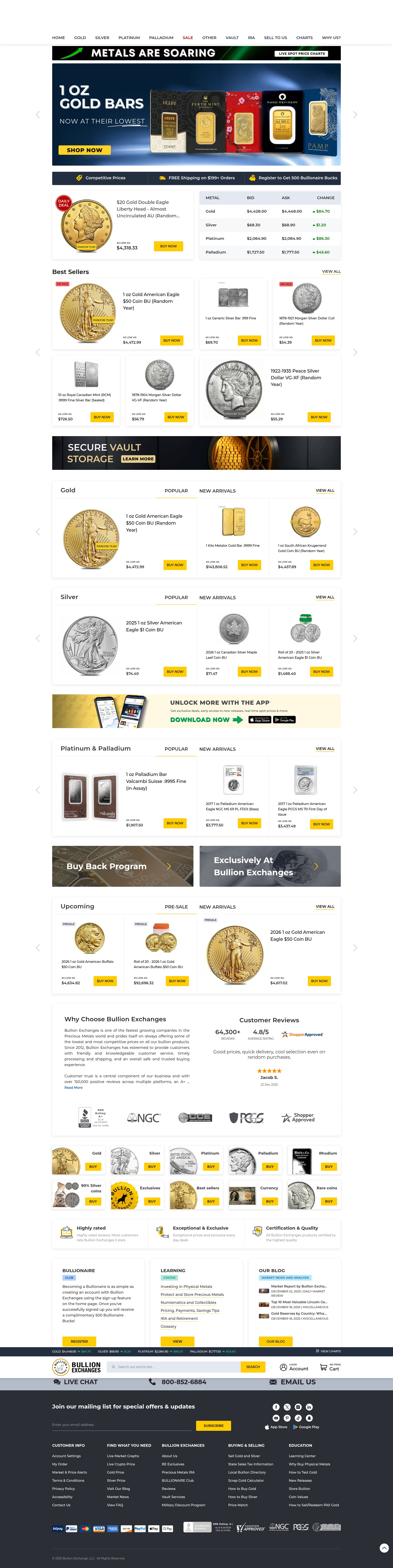 Screenshot of bullionexchanges.com