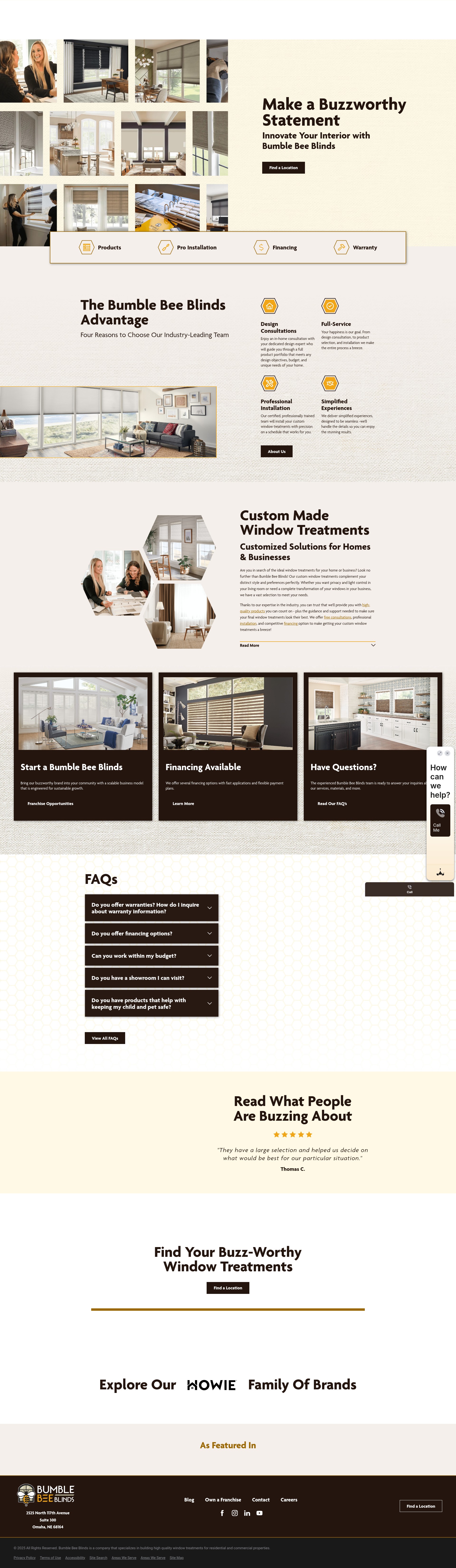 Screenshot of bumblebeeblinds.com