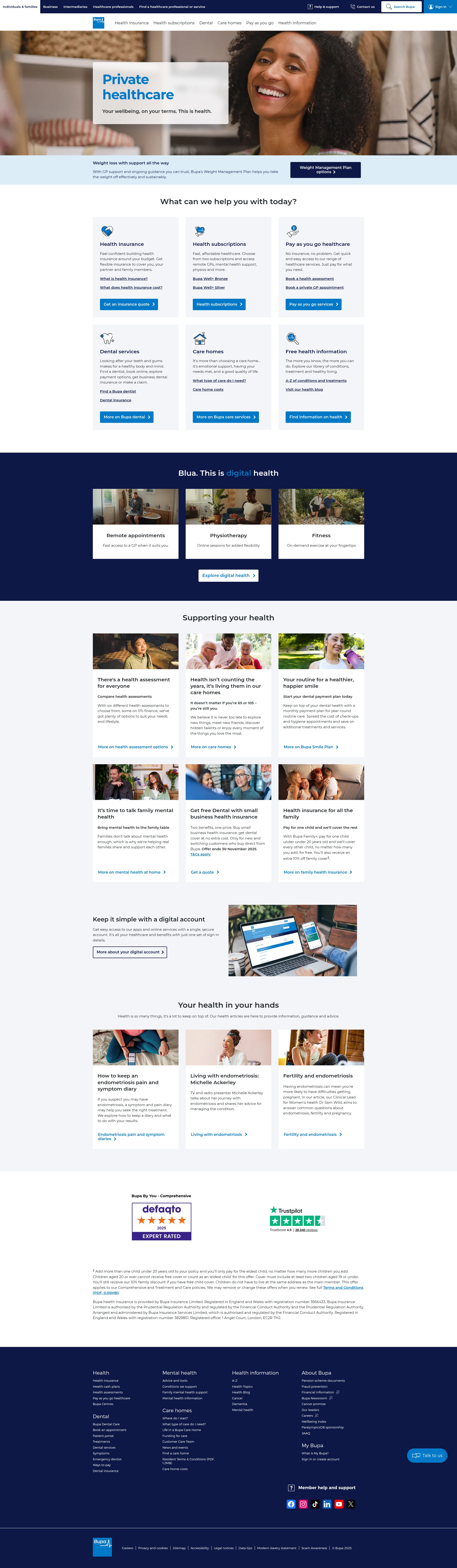 Screenshot of bupa.co.uk