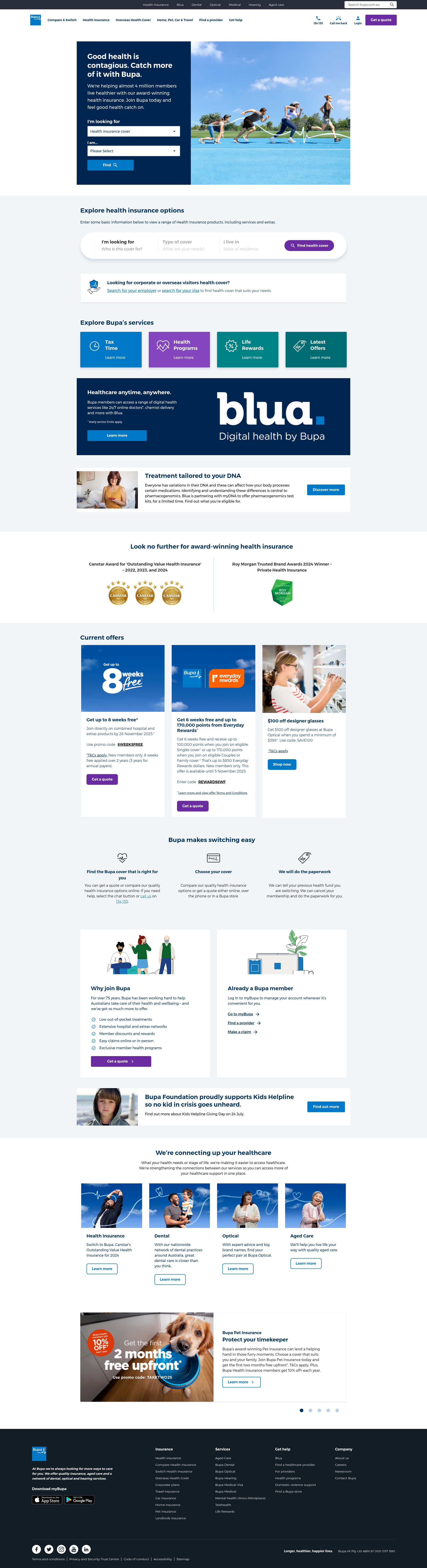 Screenshot of bupa.com.au