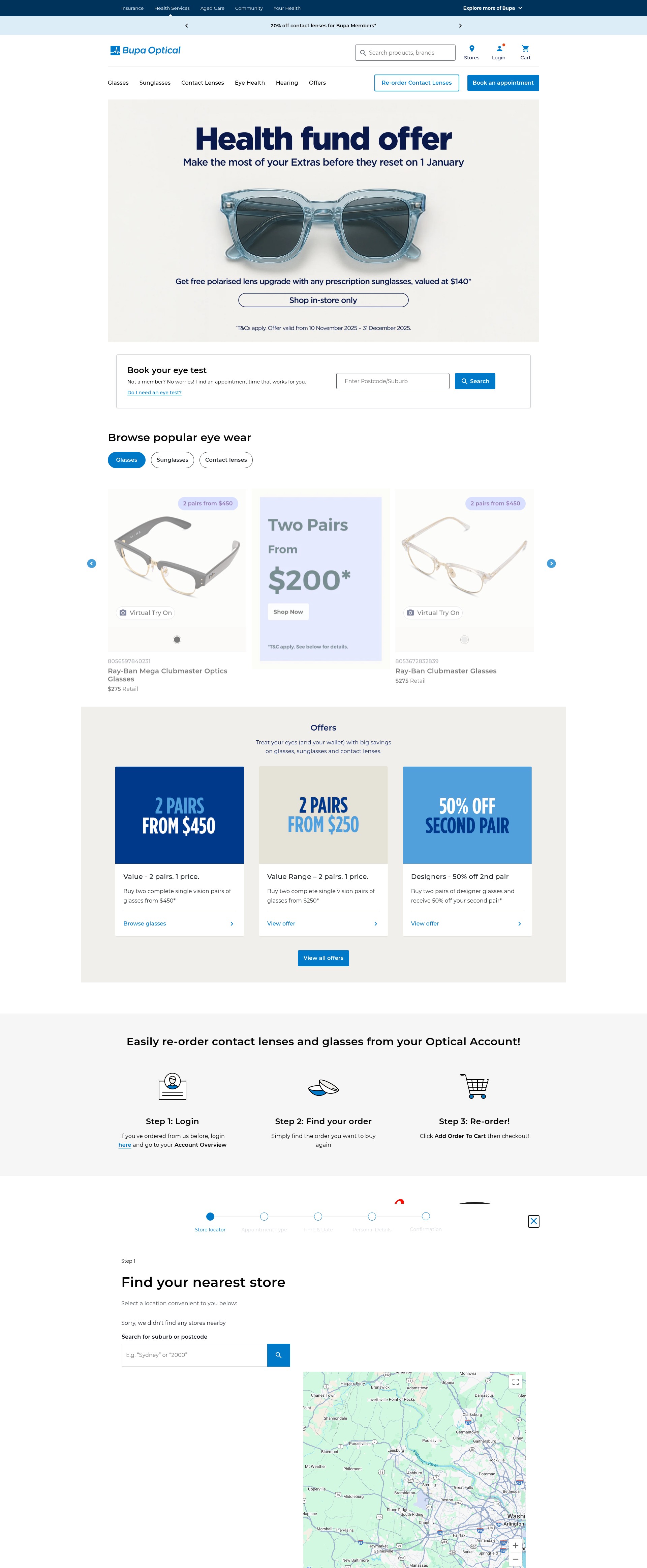 Screenshot of bupaoptical.bupa.com.au