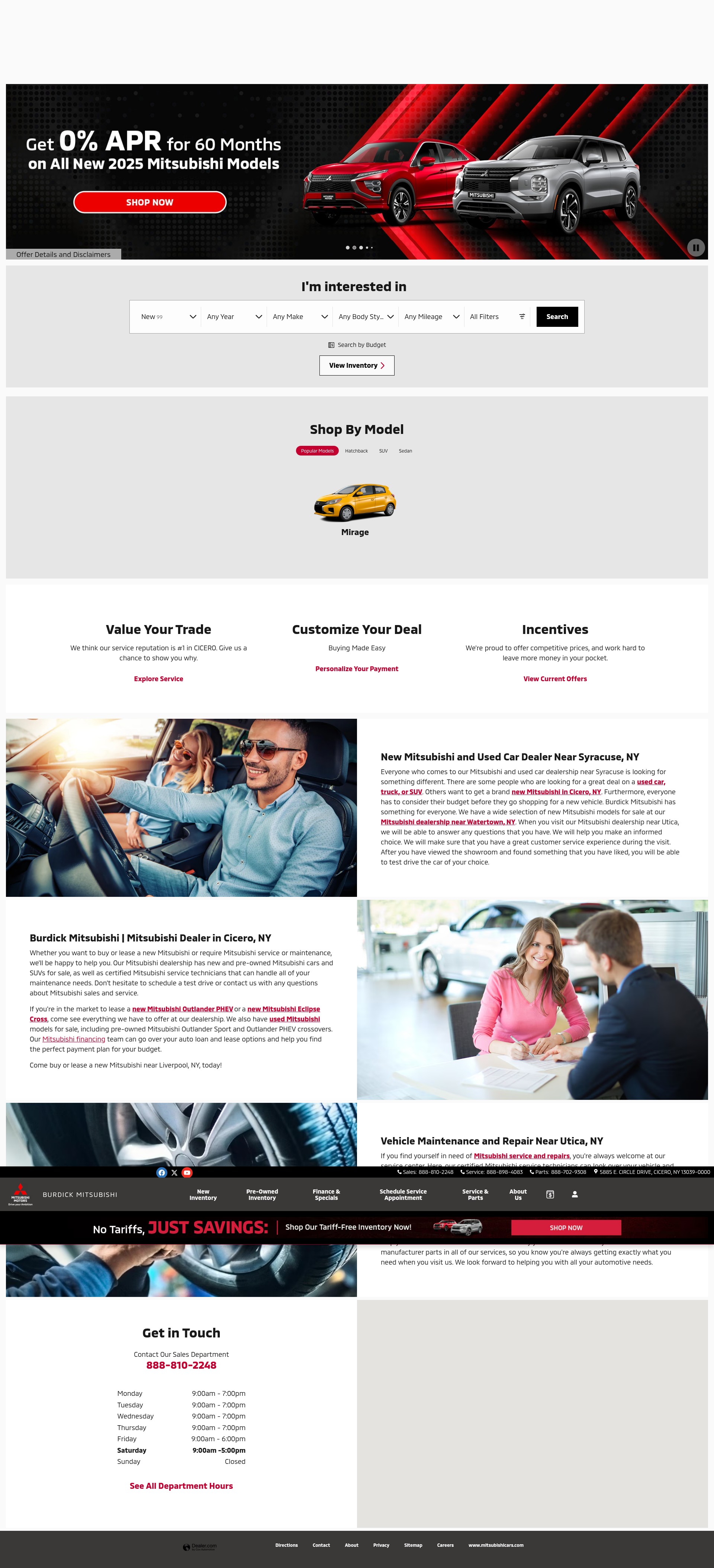 Screenshot of burdickmitsubishi.com
