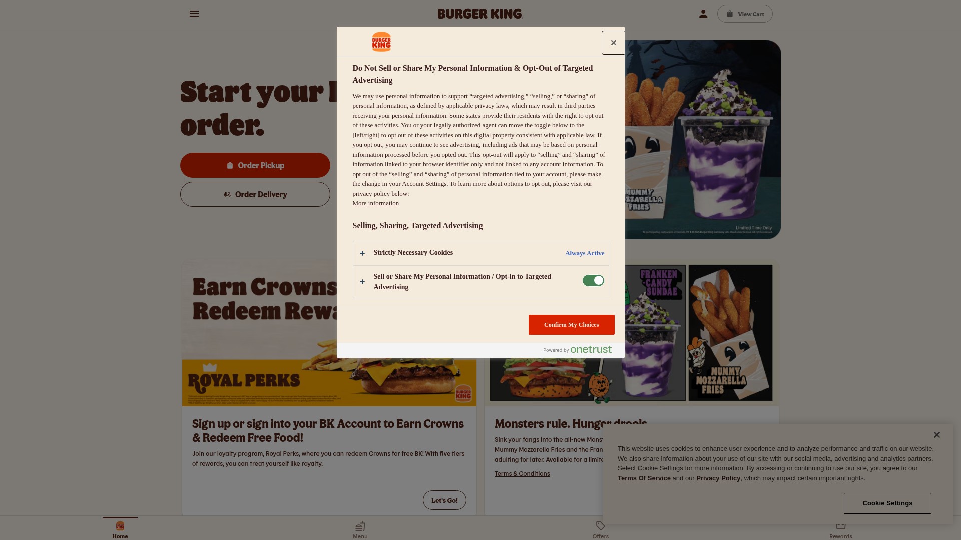 Screenshot of burgerking.ca