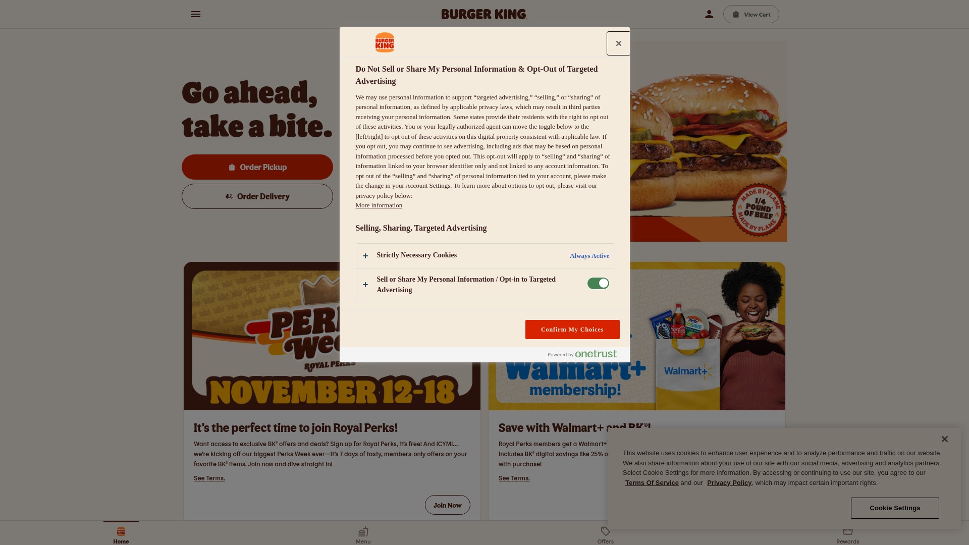 Screenshot of burgerking.com