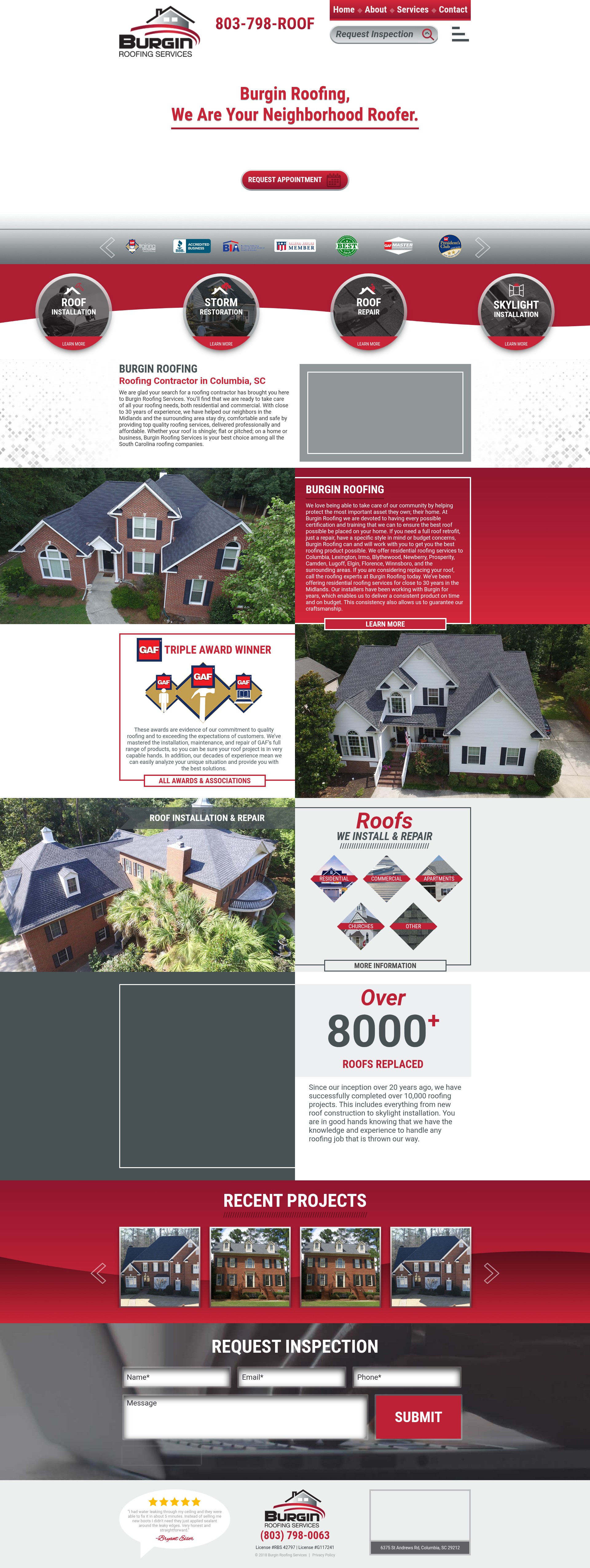 Screenshot of burginroofing.com