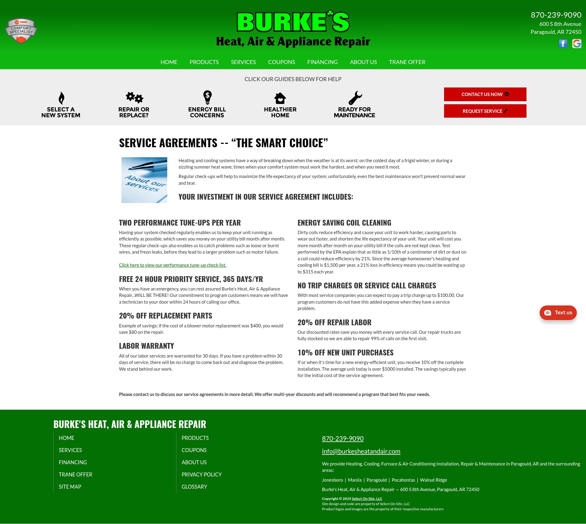 Screenshot of burkesheatandair.com