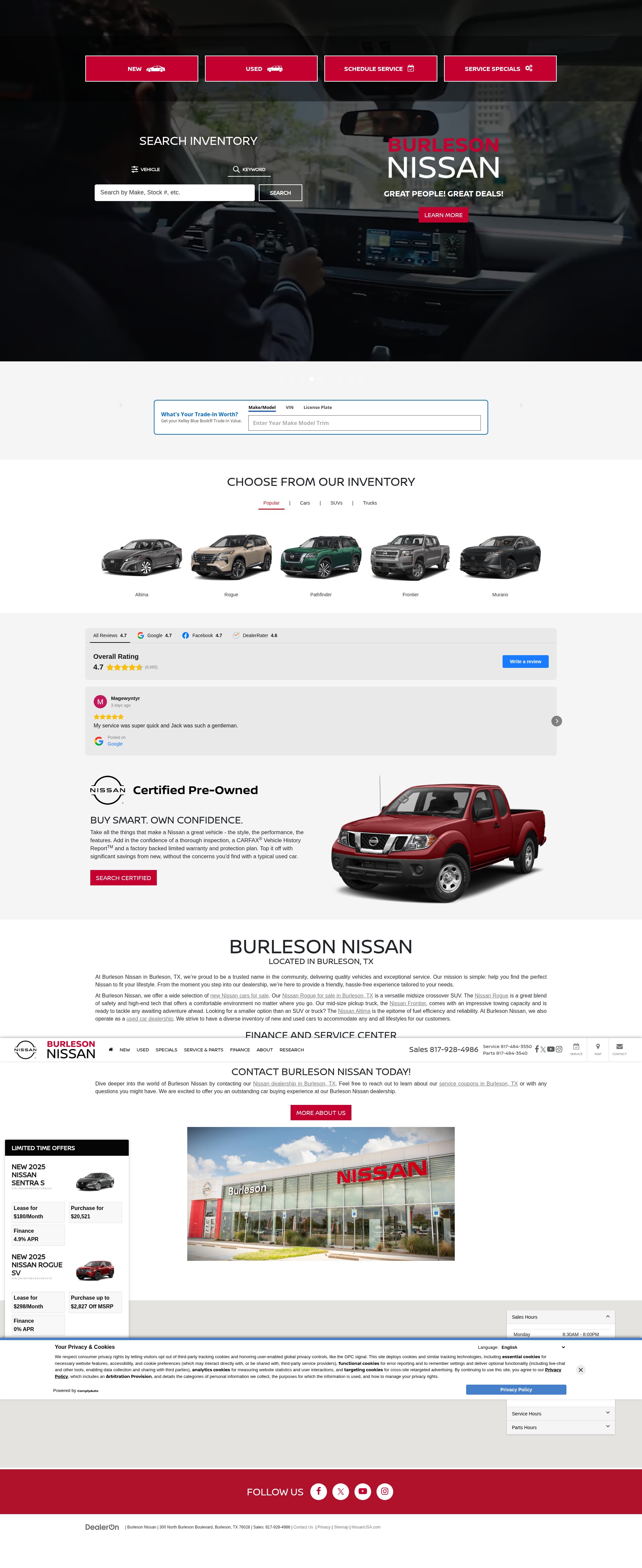 Screenshot of burlesonnissan.com